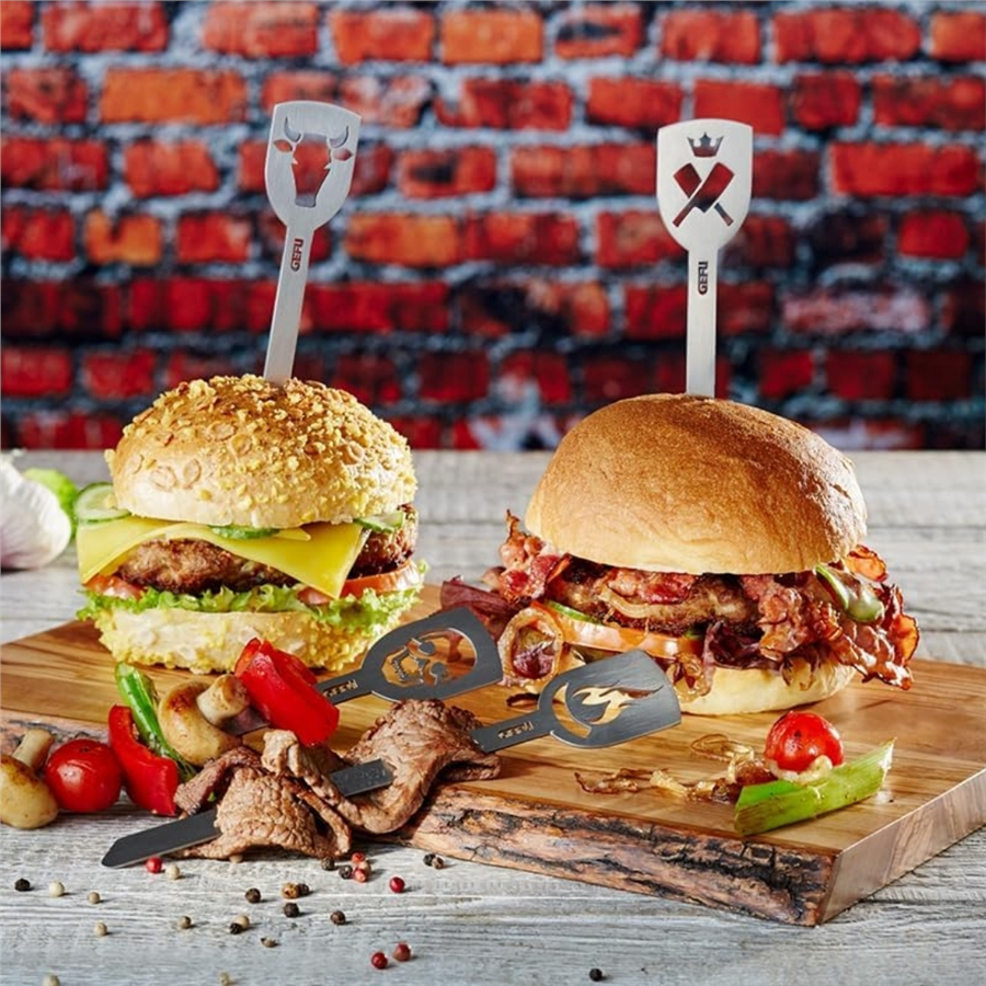 Torro 2'Li Hamburger Şişleri Boğa/Balta Paslanmaz Çelik 19 Cm