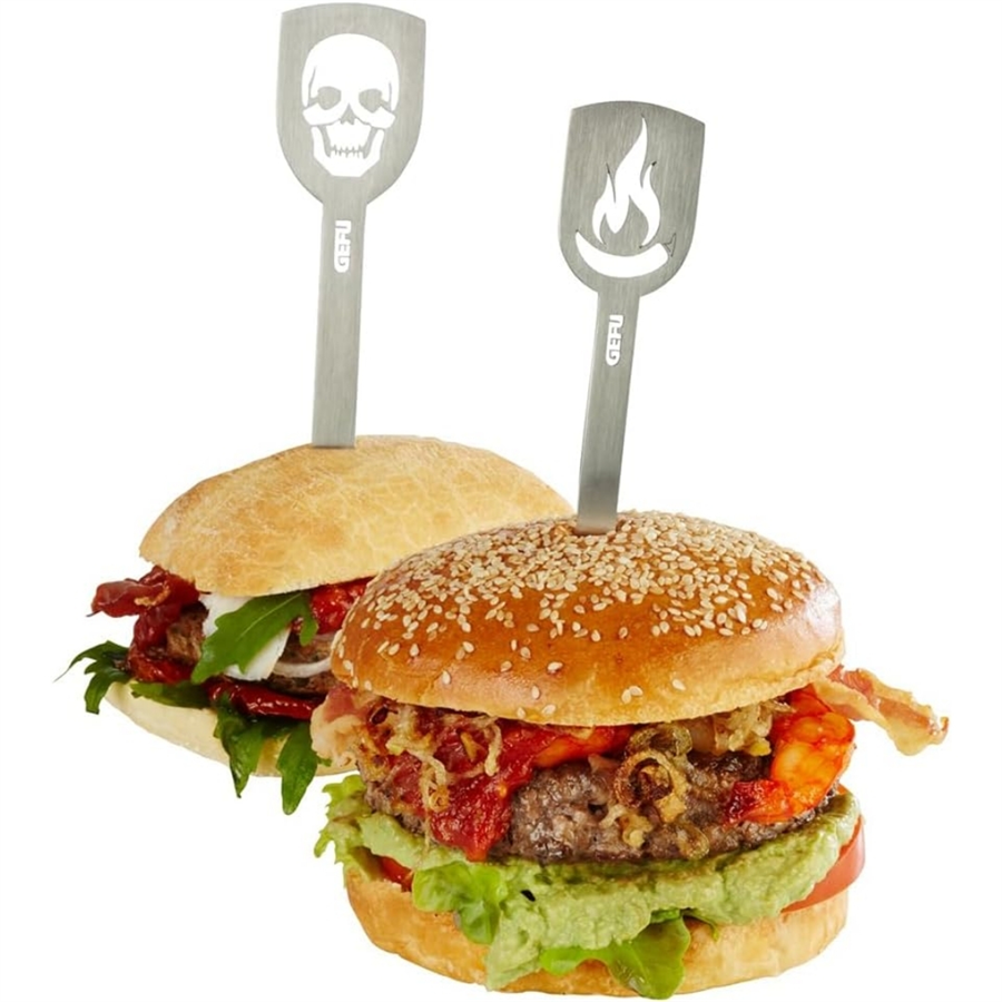 Torro 2'Li Hamburger Şişleri Kurukafa/Alev Paslanmaz Çelik 19 Cm