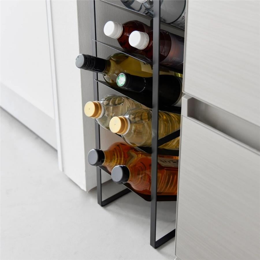 Tower 8 Katlı Ahşap Üst Şişe Rafı Siyah Renk 88,5 cm