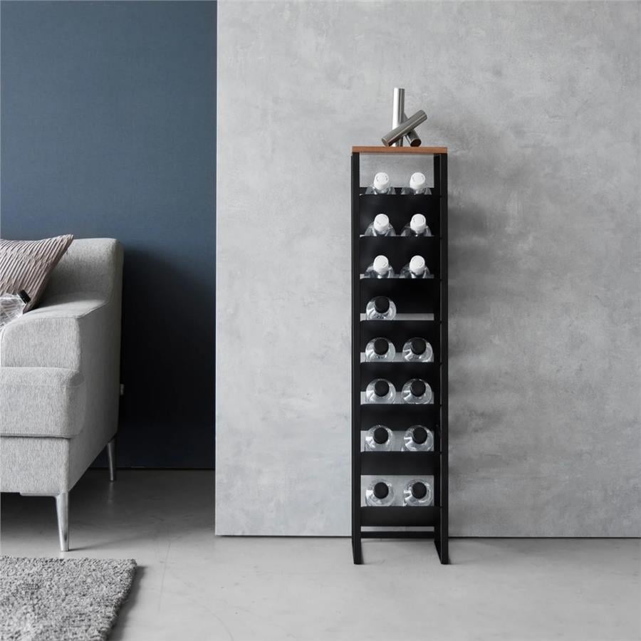 Tower 8 Katlı Ahşap Üst Şişe Rafı Siyah Renk 88,5 cm