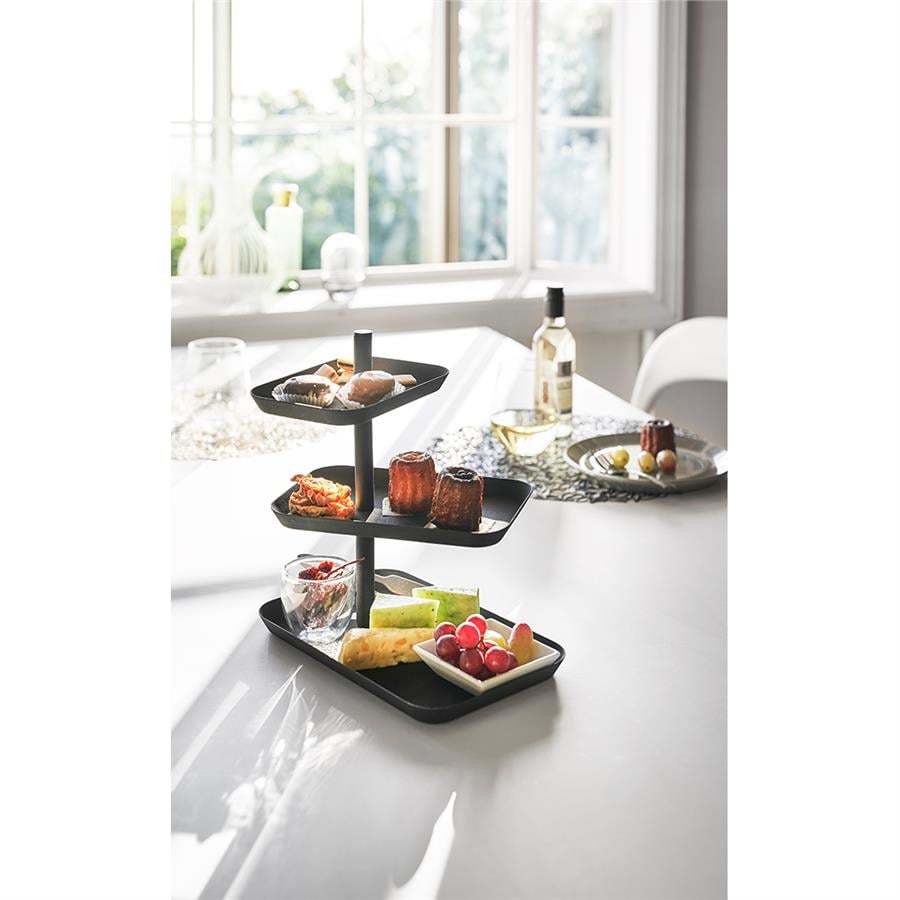 Tower Üç Katlı Siyah Servis Standı