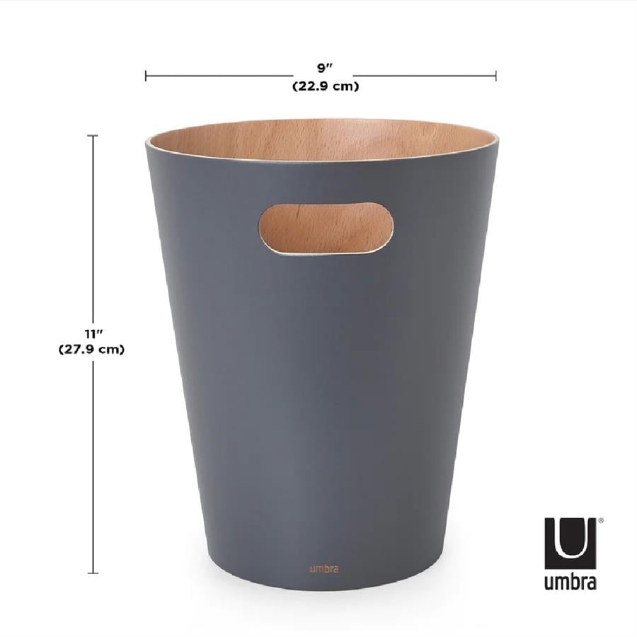 Umbra Woodrow Çöp Kovası 2 Galon (7,5 L) Kapasiteli Doğal Komür