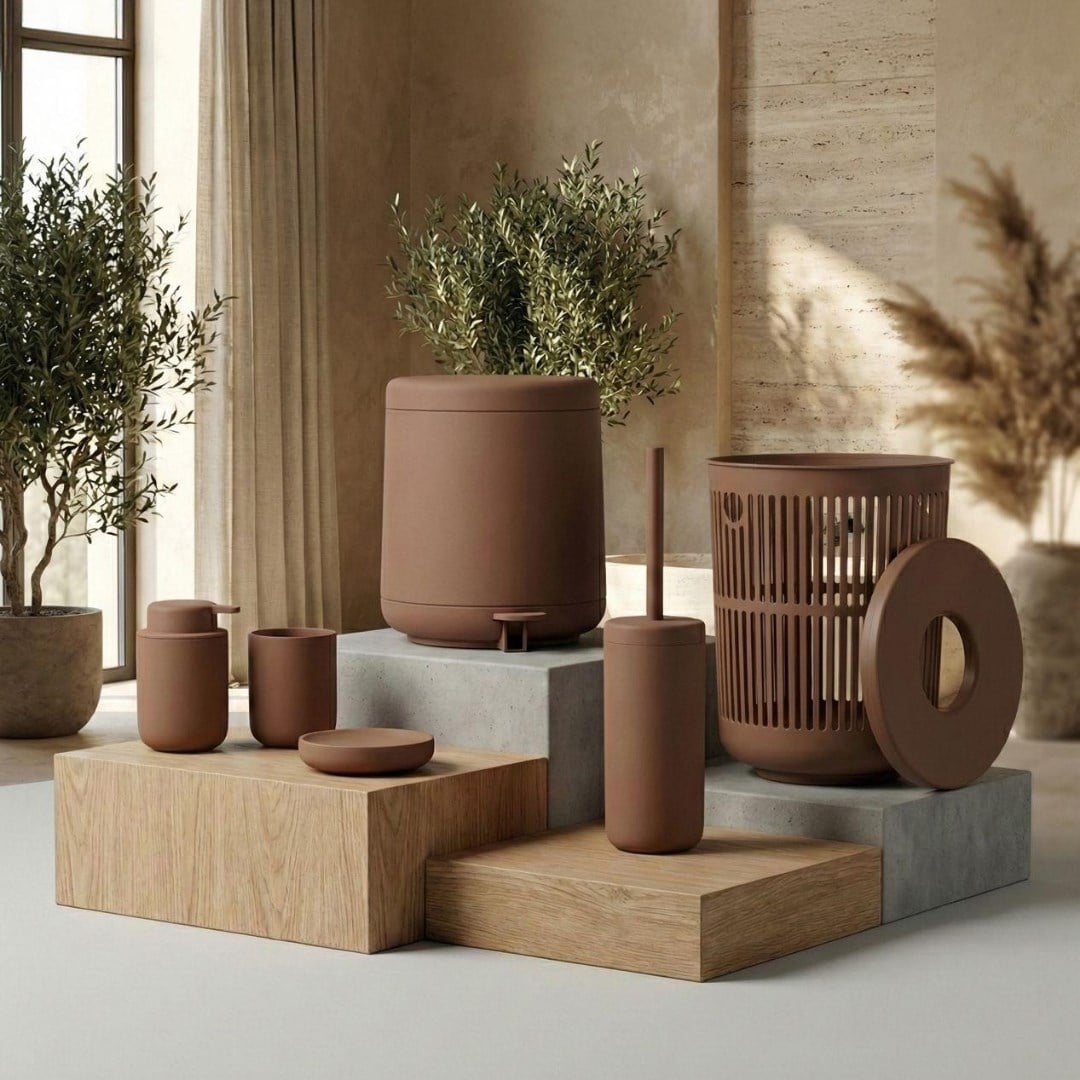 Ume Banyo Seti 6 Parça Terracotta Renk
