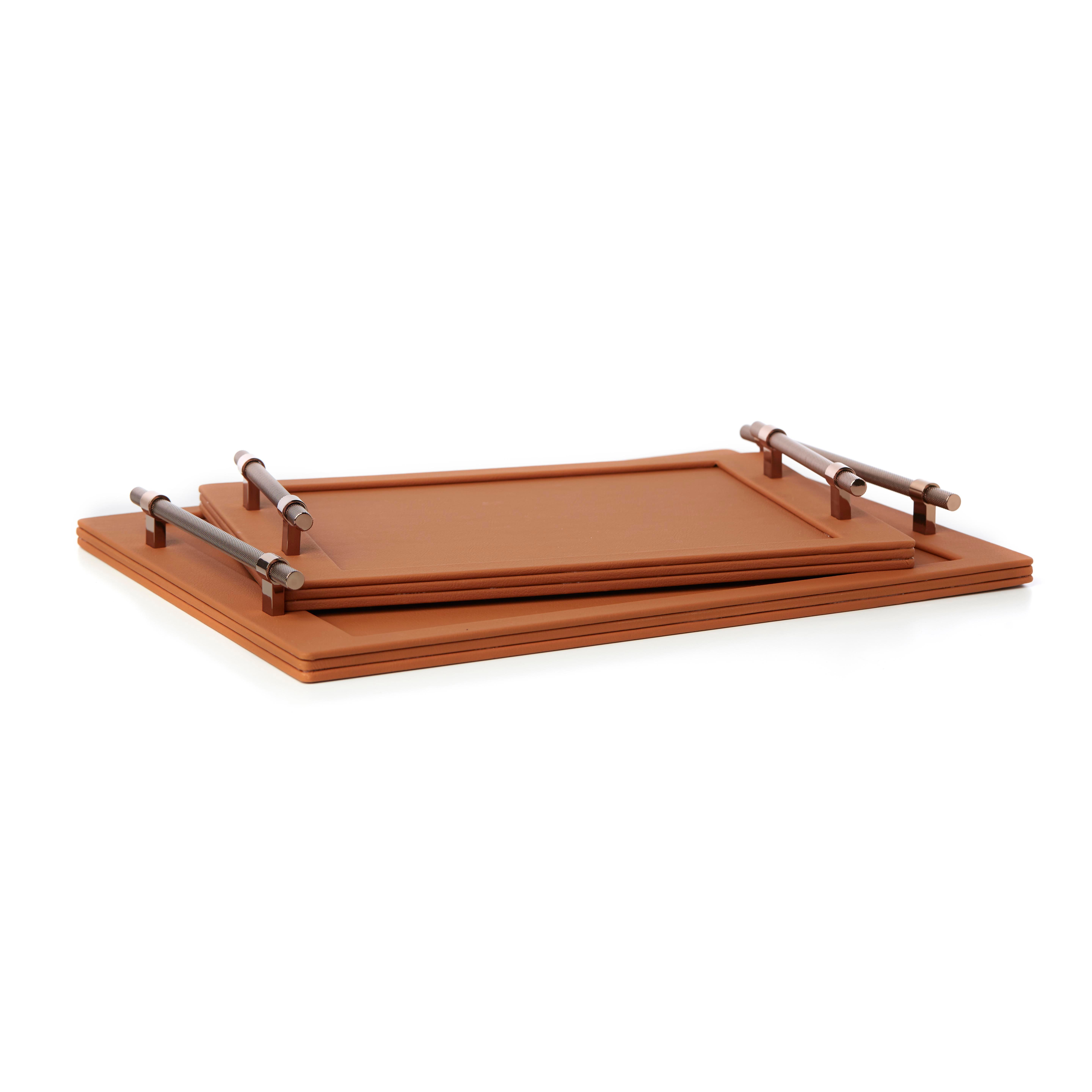 Valencia Deri Kaplı Tepsi – Taba (38 × 50 cm)