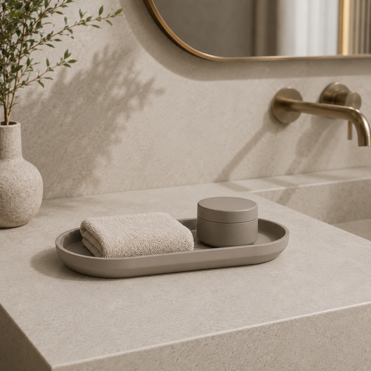 Vera Oval Banyo Tepsisi - Açık Gri
