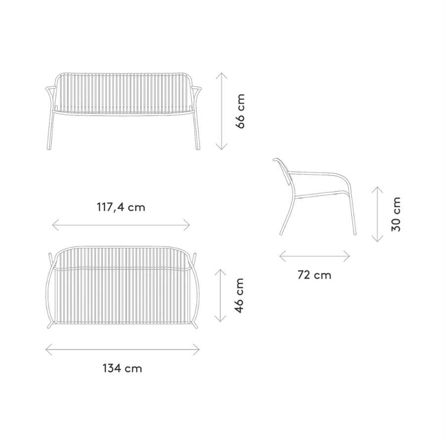 YUA Wıre Lounge Kanepe İpek Grisi 134 cm
