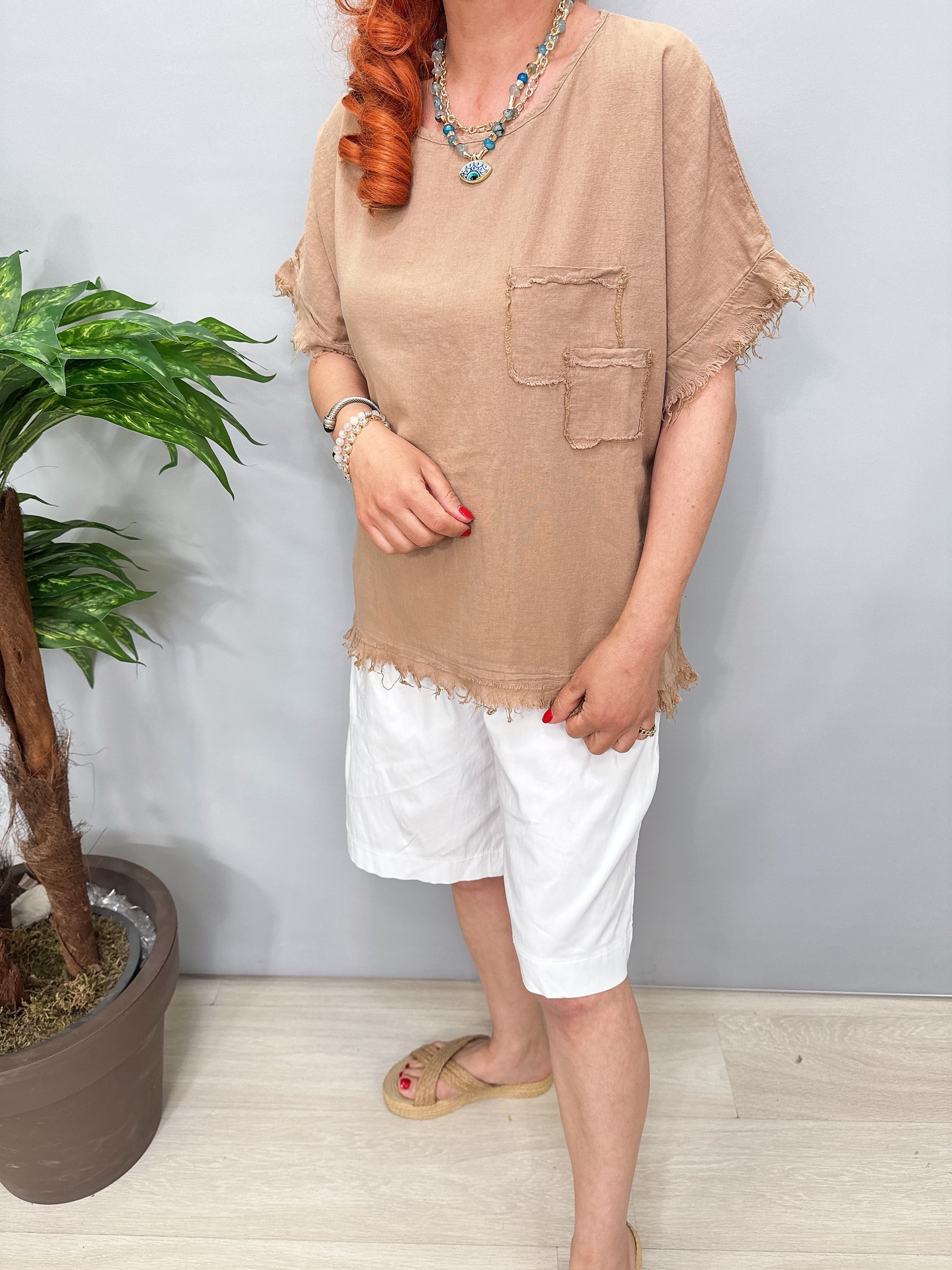  2205 LARA Pamuklu Bluz Camel