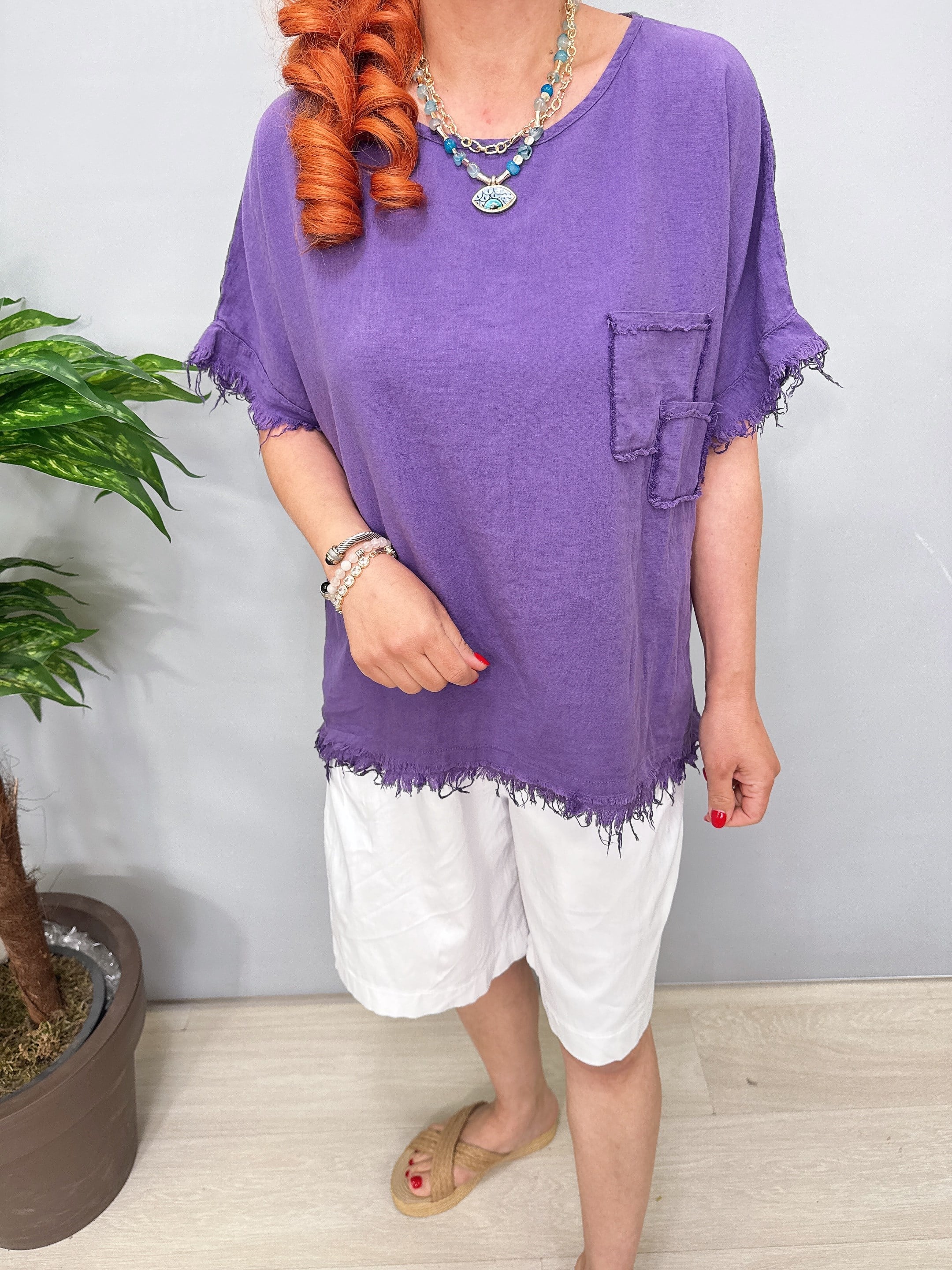  2205 LARA Pamuklu Bluz Mor