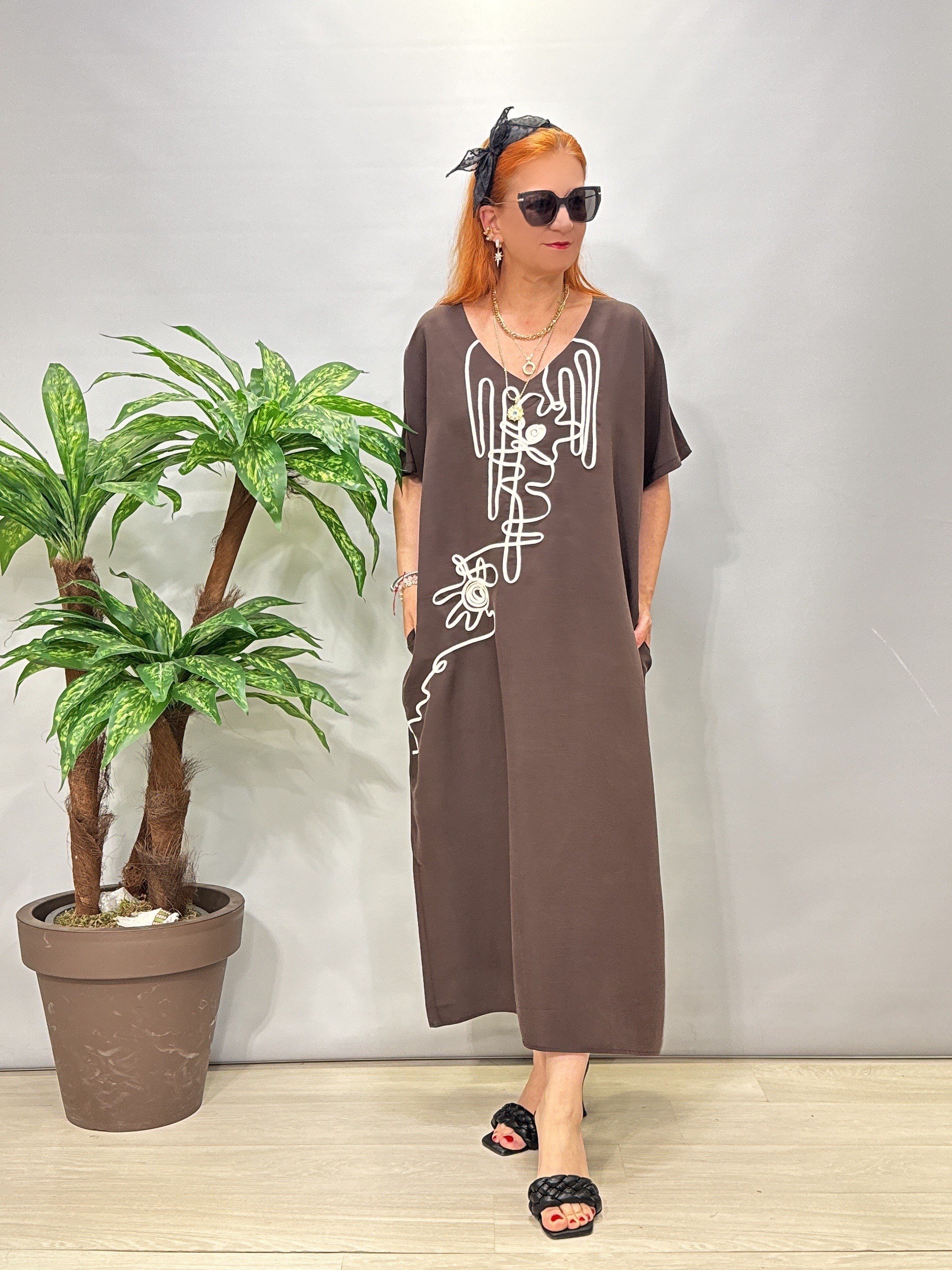 1405 Tencel Elbise Acı Kahve 