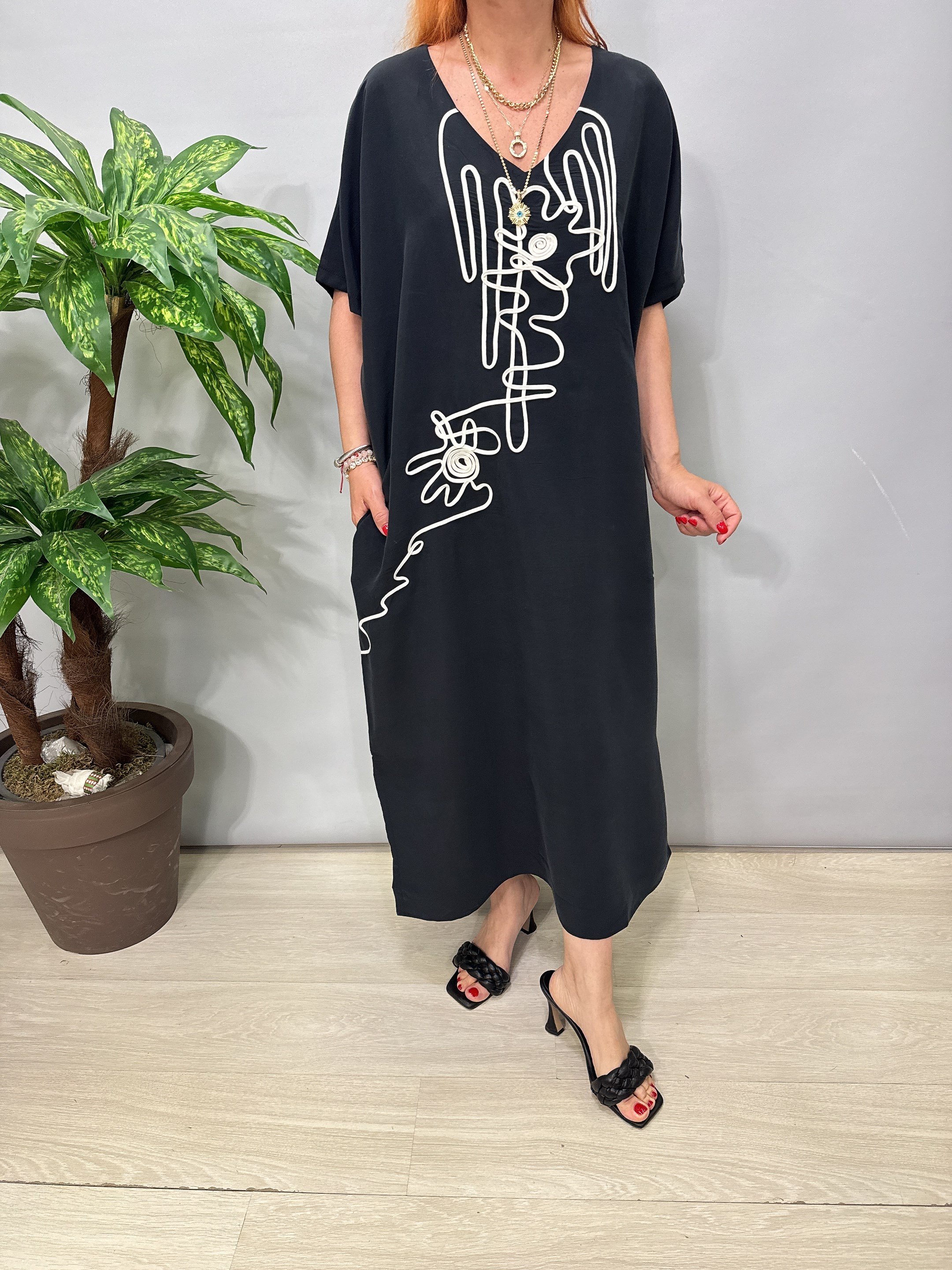 1405 Tencel Elbise Siyah 