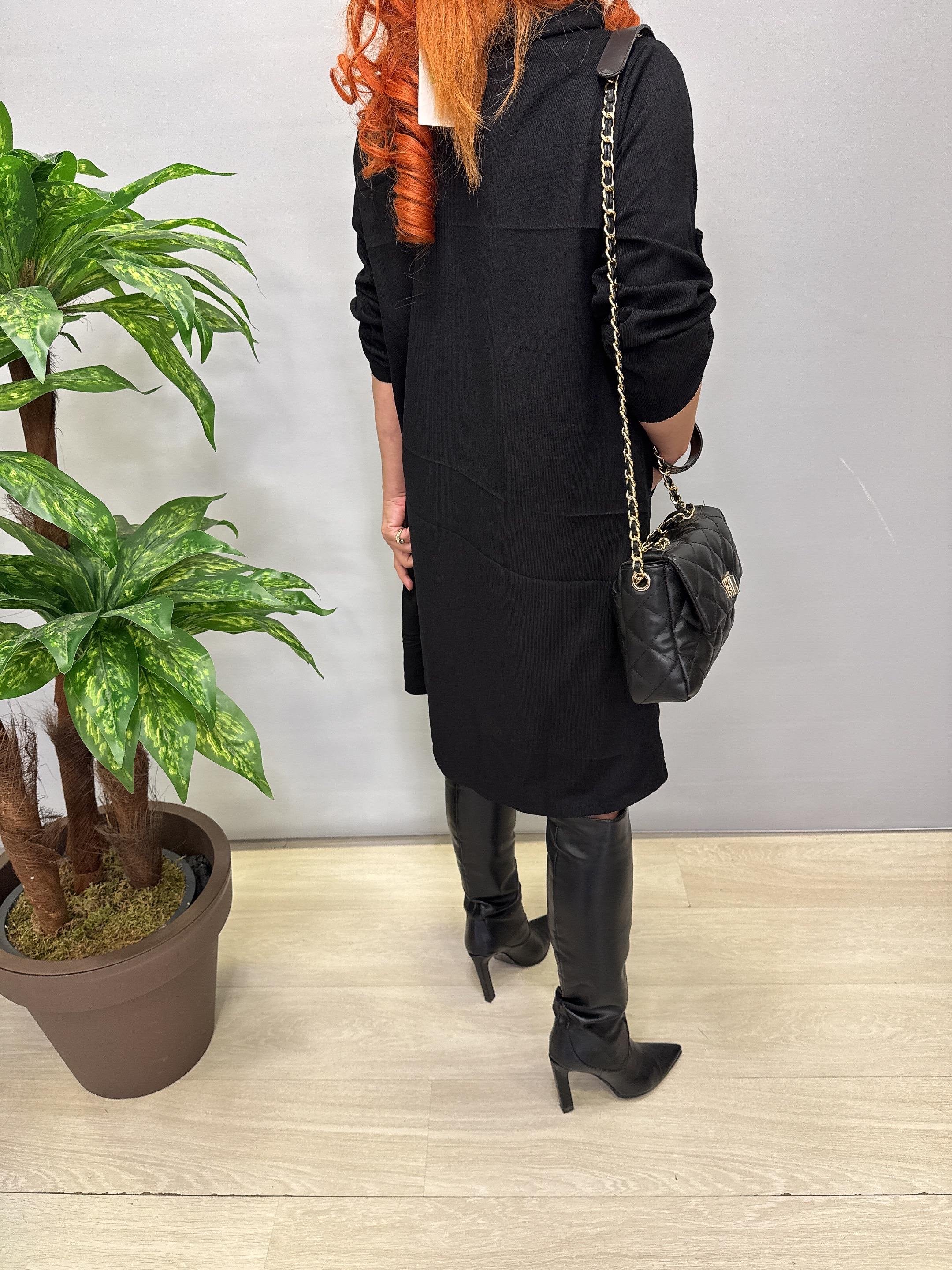 1470 Şönil Kadife Elbise Siyah 