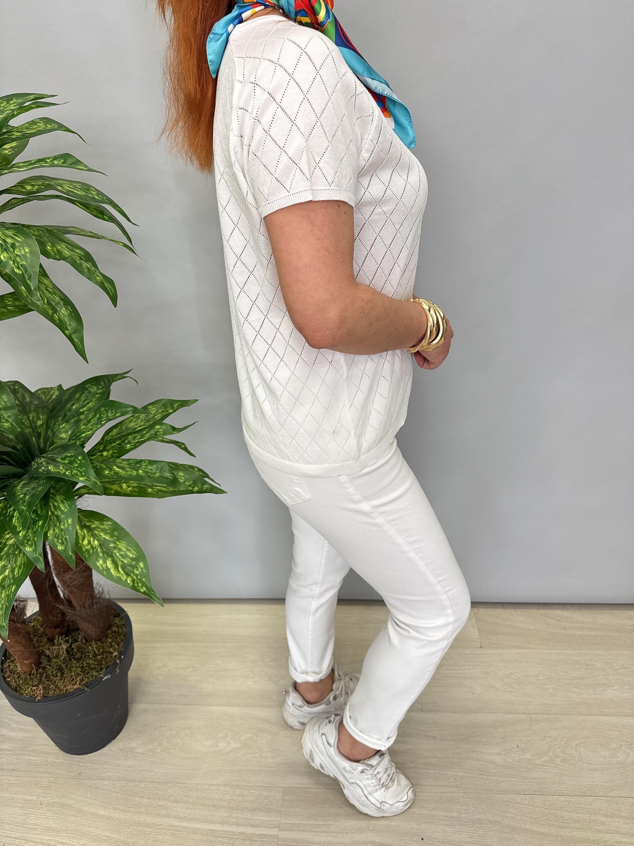1585 MERSERİZE TRİKO BLUZ BEYAZ