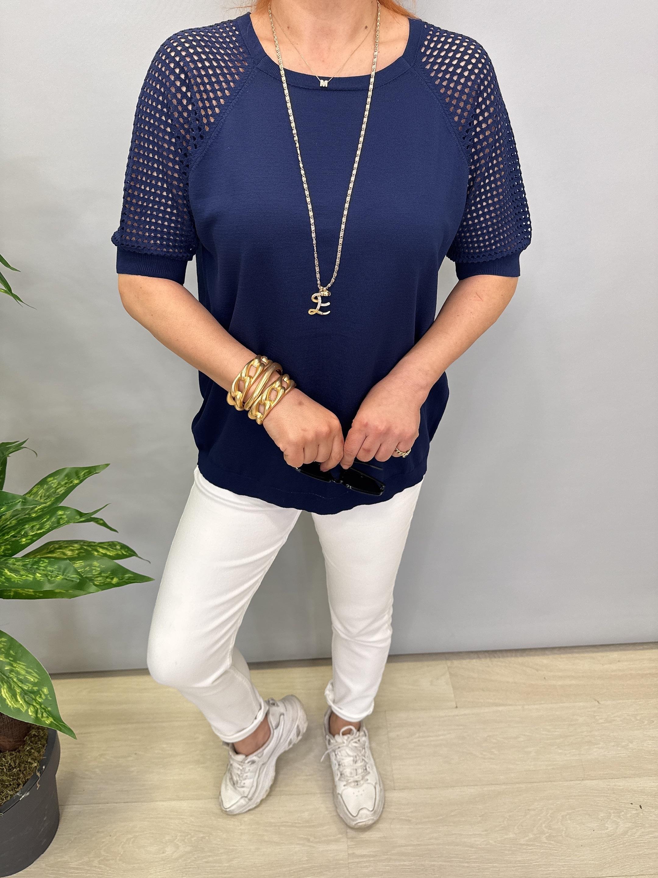 1585 MERSERİZE TRİKO BLUZ LACİVERT