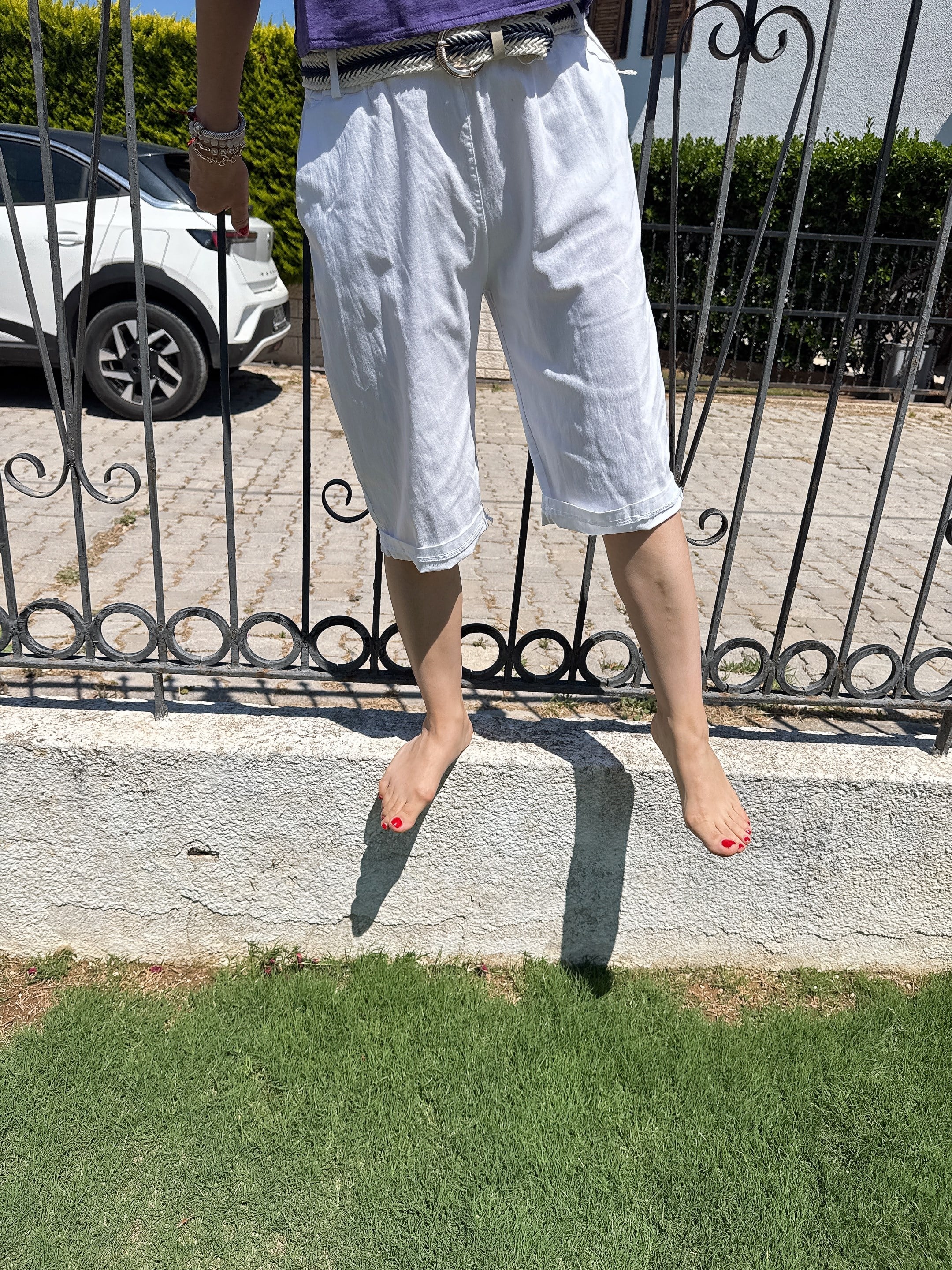 2106 Italyan Capri Pantolon Beyaz