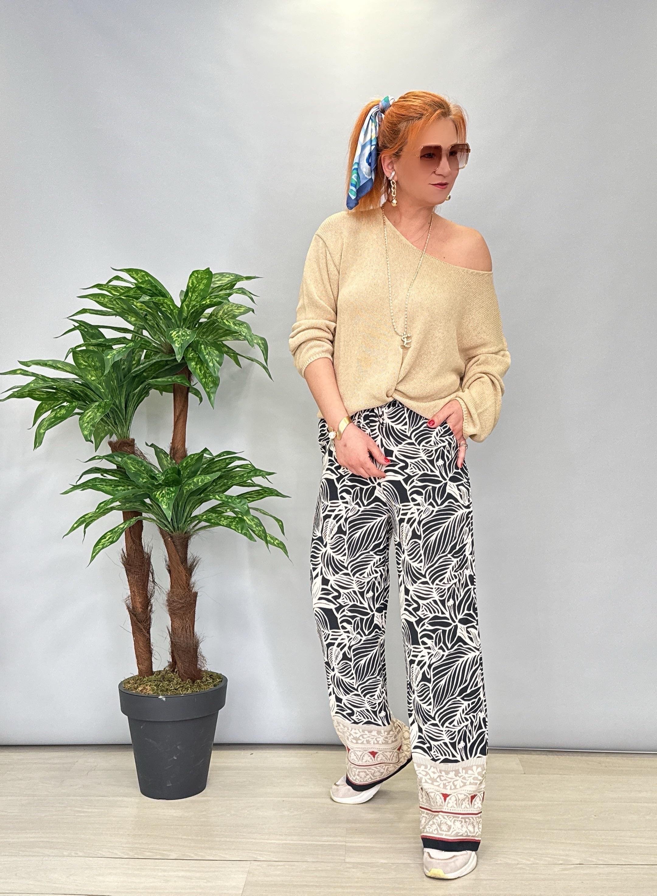 21088 BEJ/SİYAH PANTOLON 