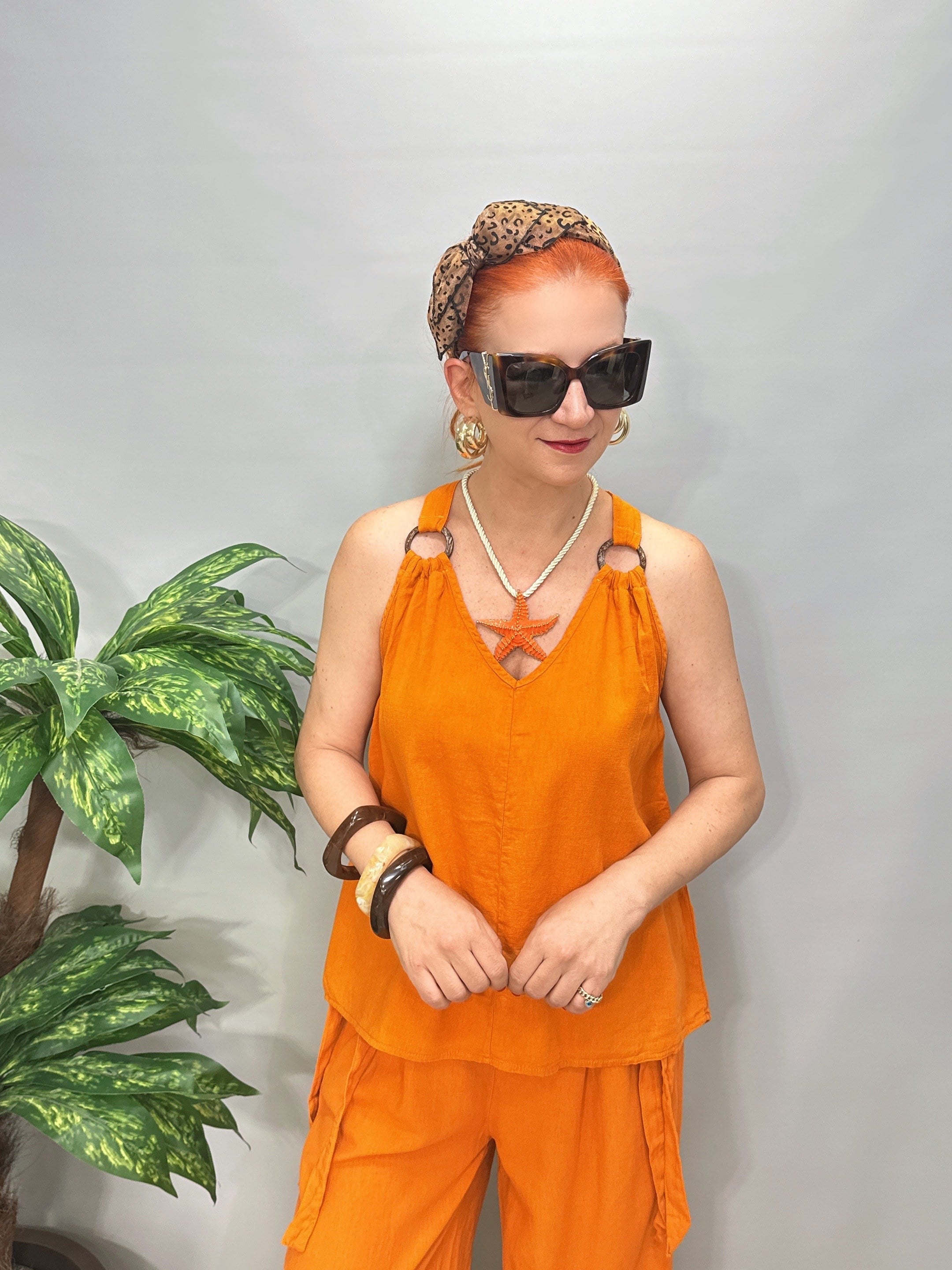 2205 Capri kod Pamuklu Bluz Turuncu