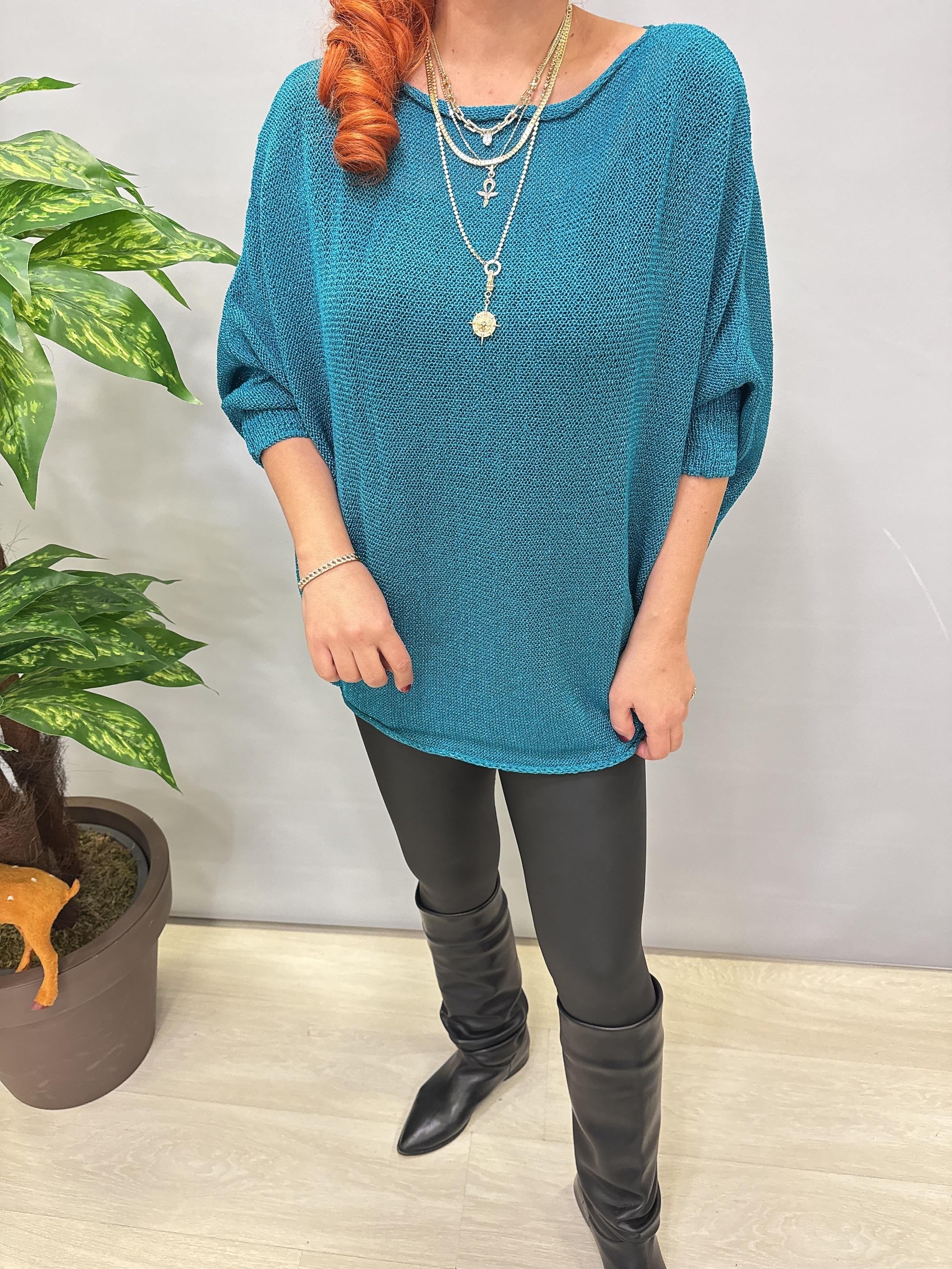 2320 Merserize Triko Bluz Turkuaz