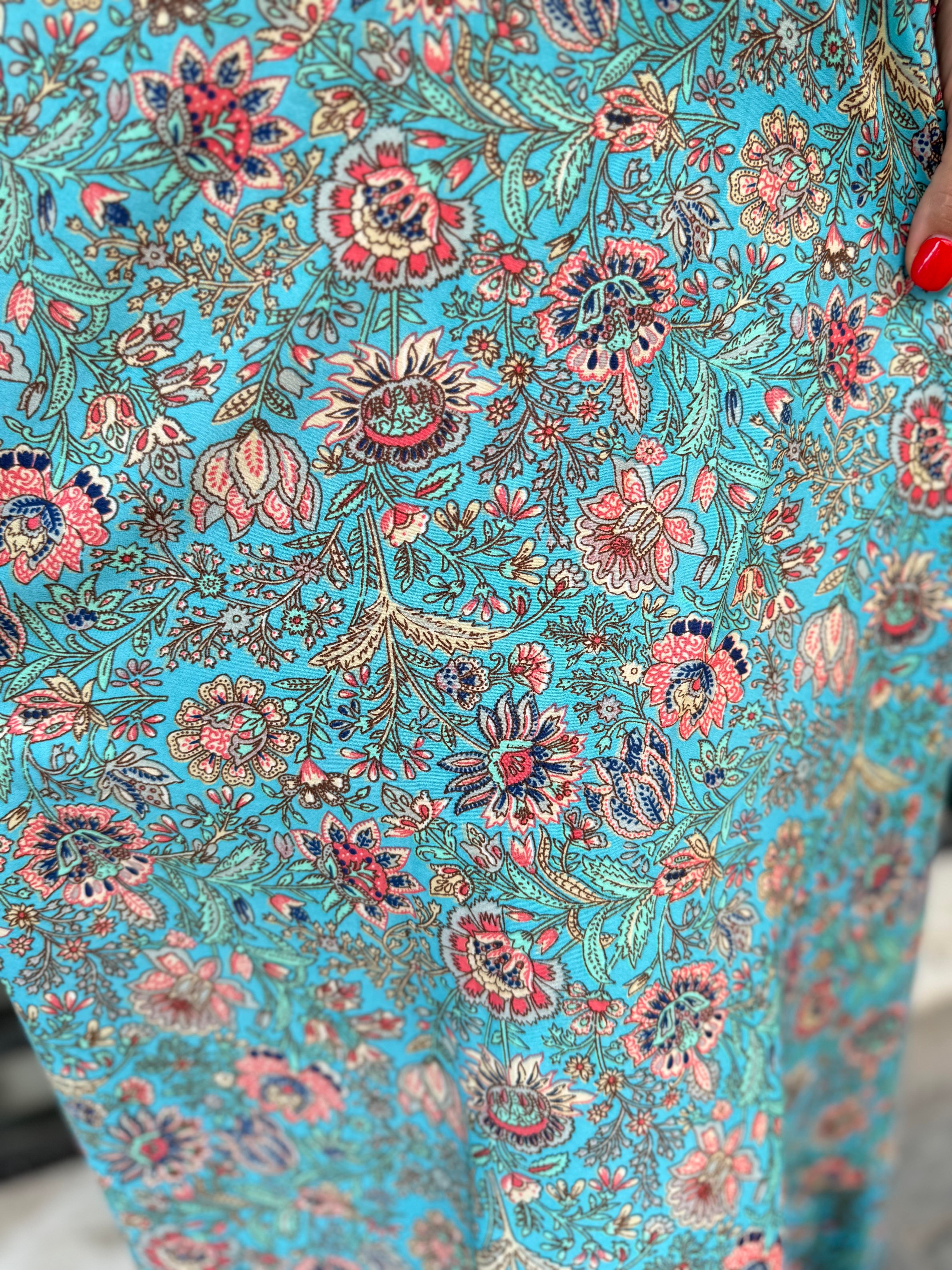 2409 HİNT İPEĞİ ELBİSE MAVİ  36/40 BEDENE UYUMLU boyum 1.64