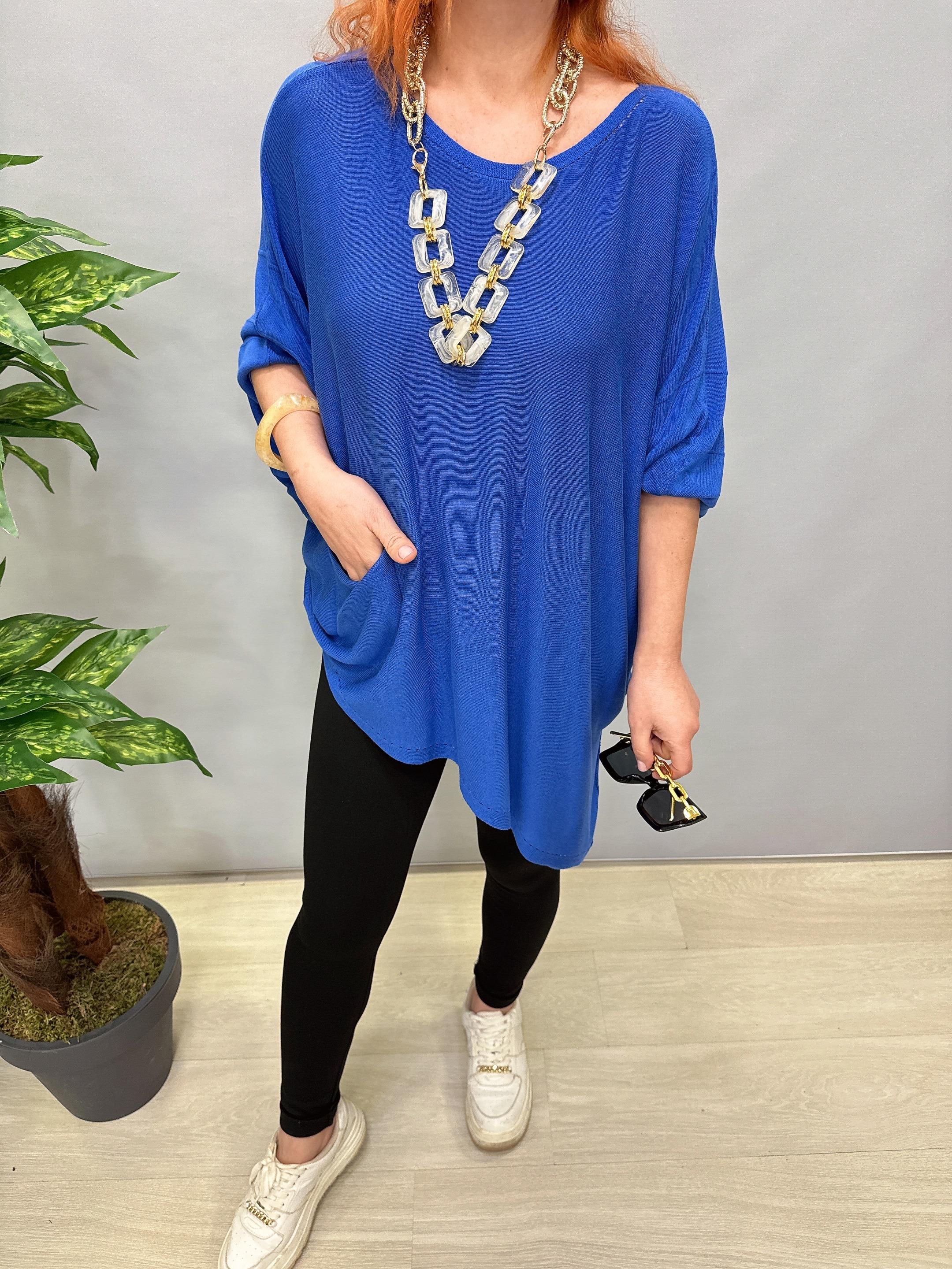 2510 TASARIM ASİMETRİK BLUZ MAVİ