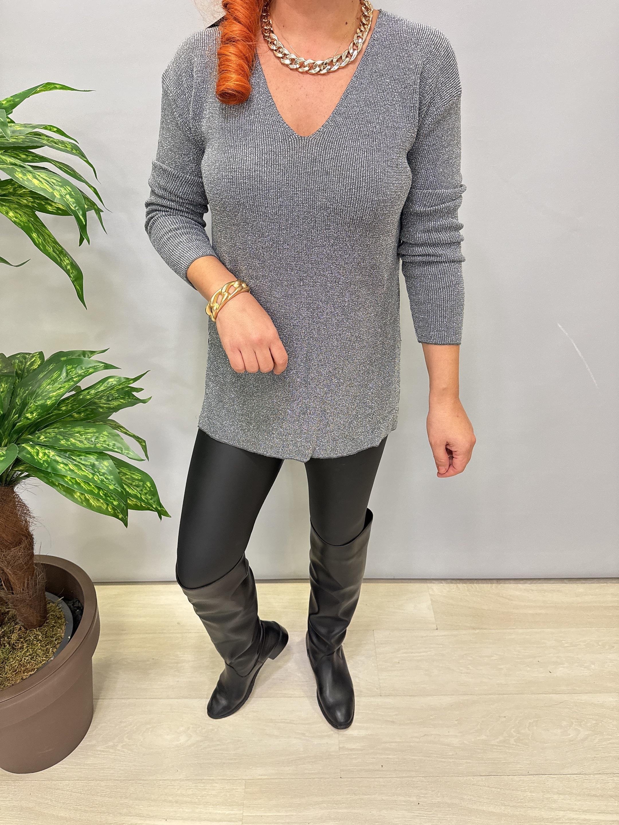 2535 Simli Triko Bluz Gri