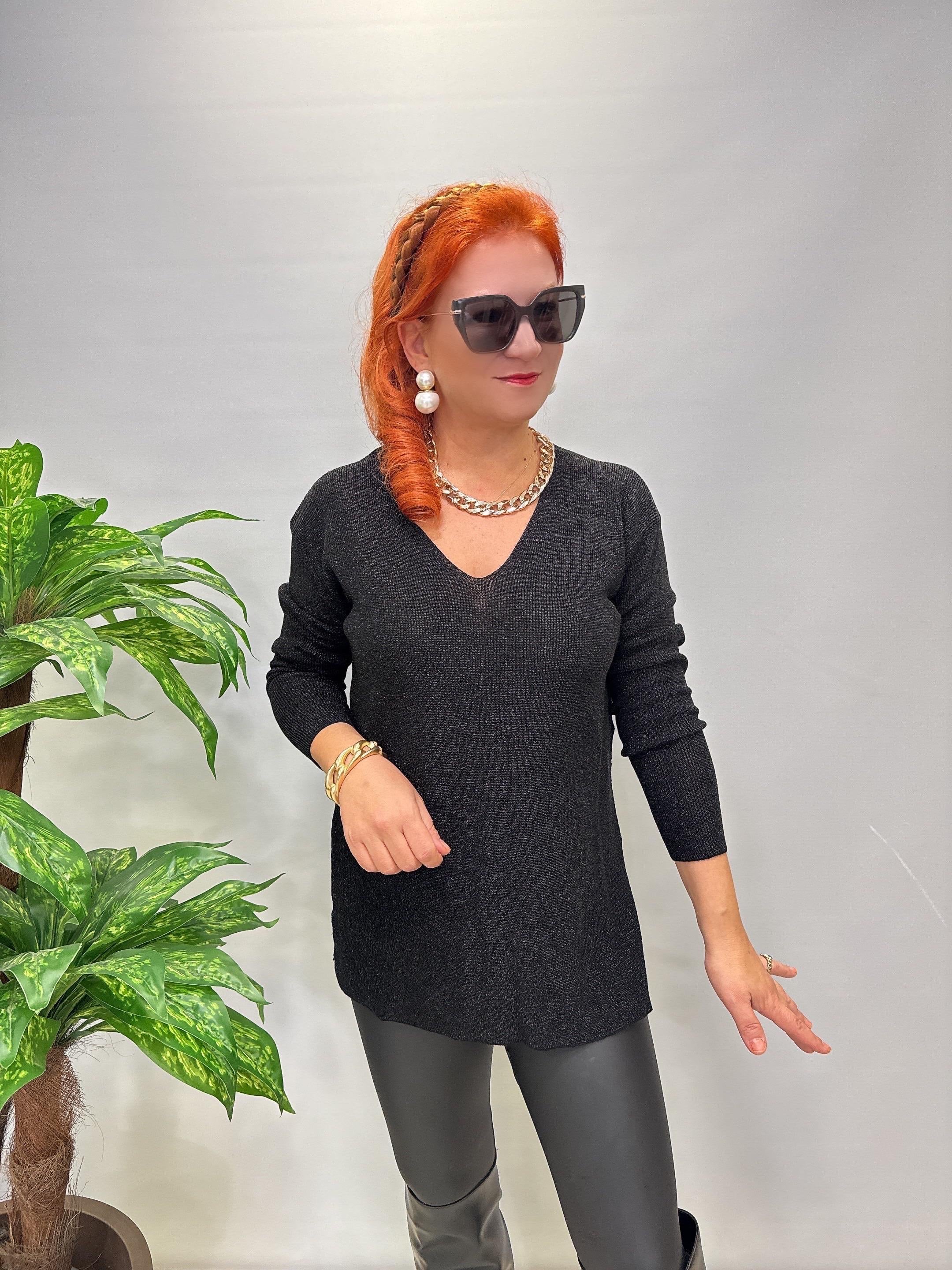 2535 Simli Triko Bluz Siyah