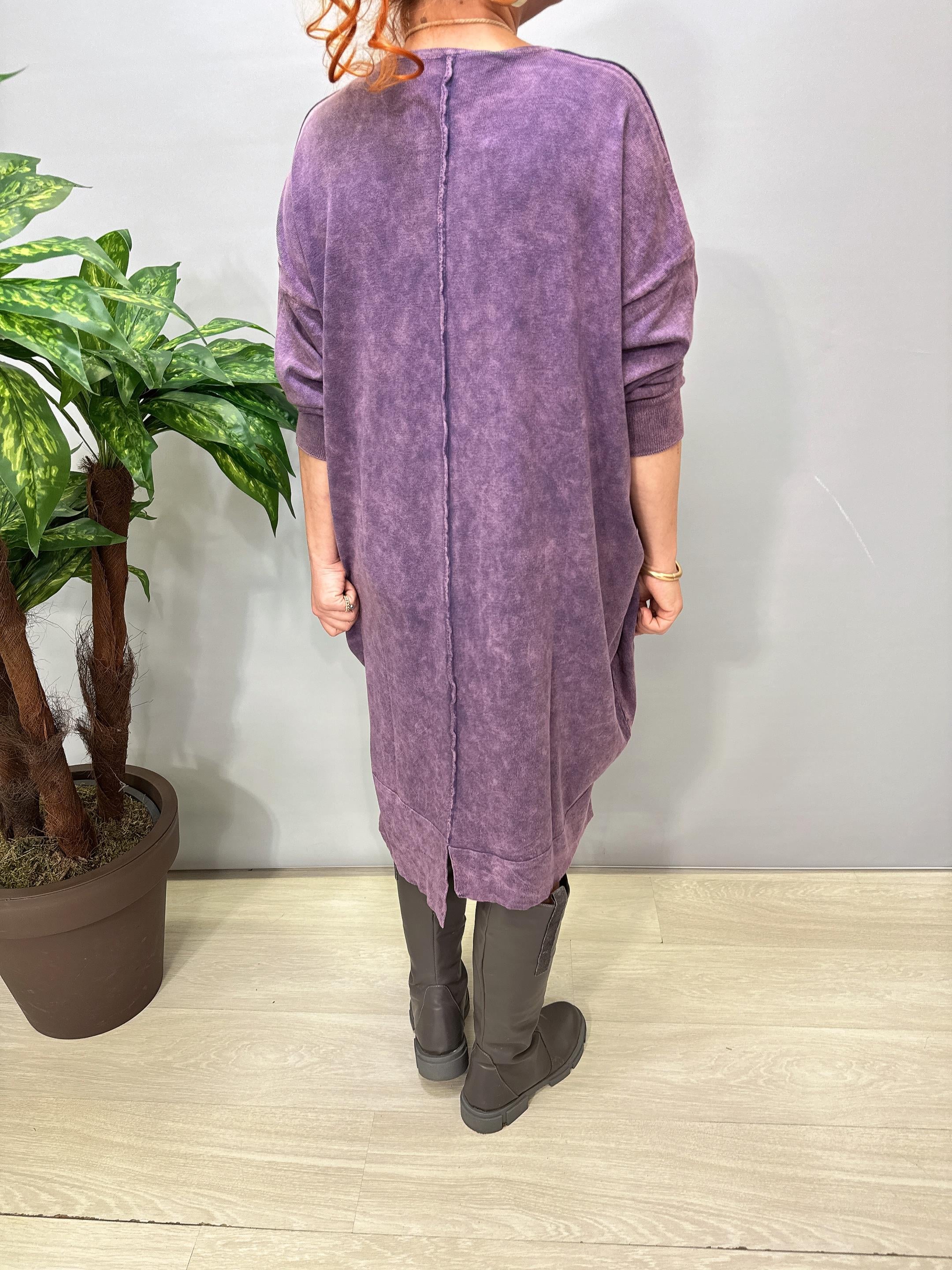 2630 Tasarım Pamuklu Elbise Mor