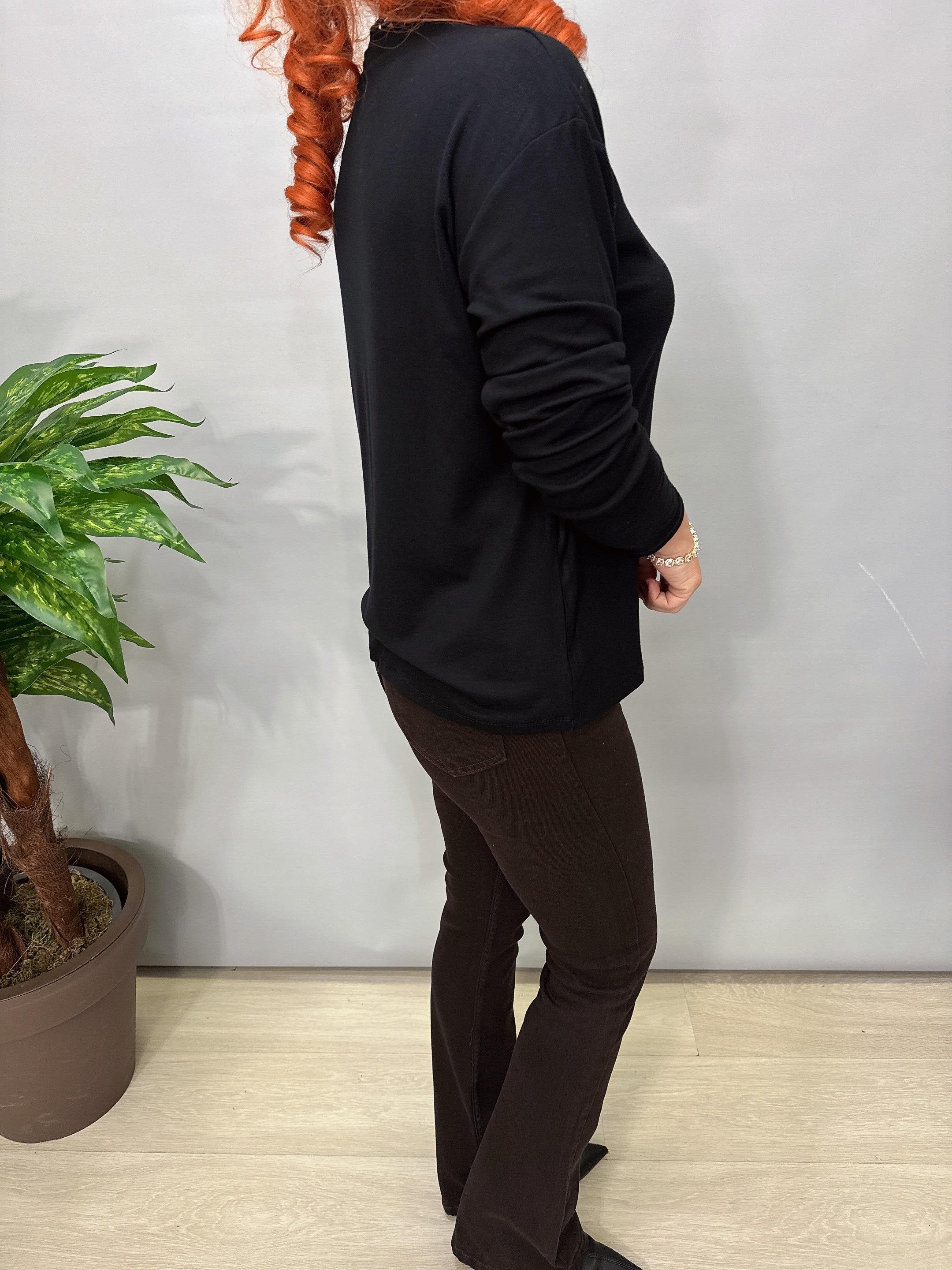 2650 1 Beden Küçük Alınız Modal Basic Bluz Siyah