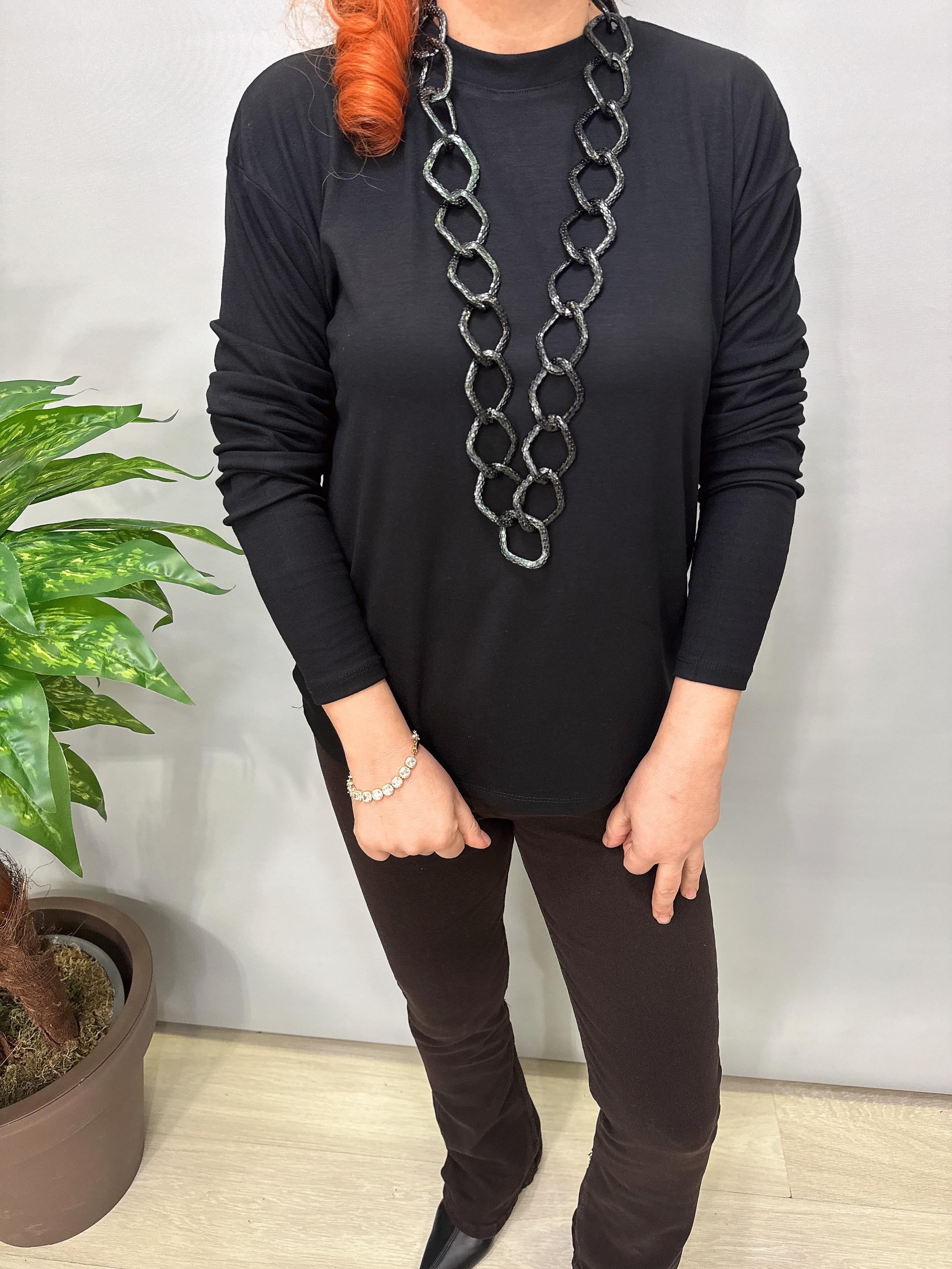 2650 1 Beden Küçük Alınız Modal Basic Bluz Siyah