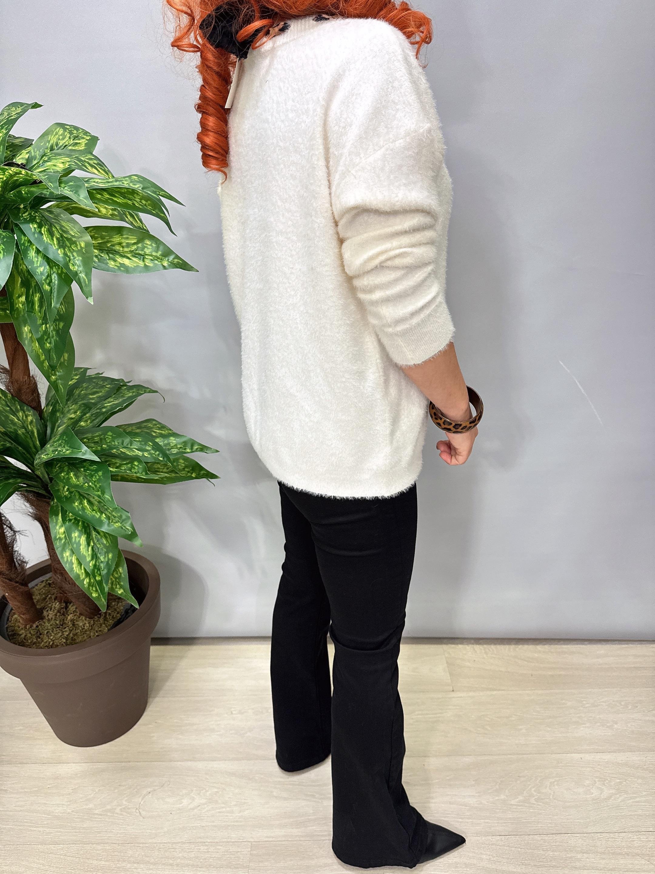 2652 Angora Triko Bluz Ekru