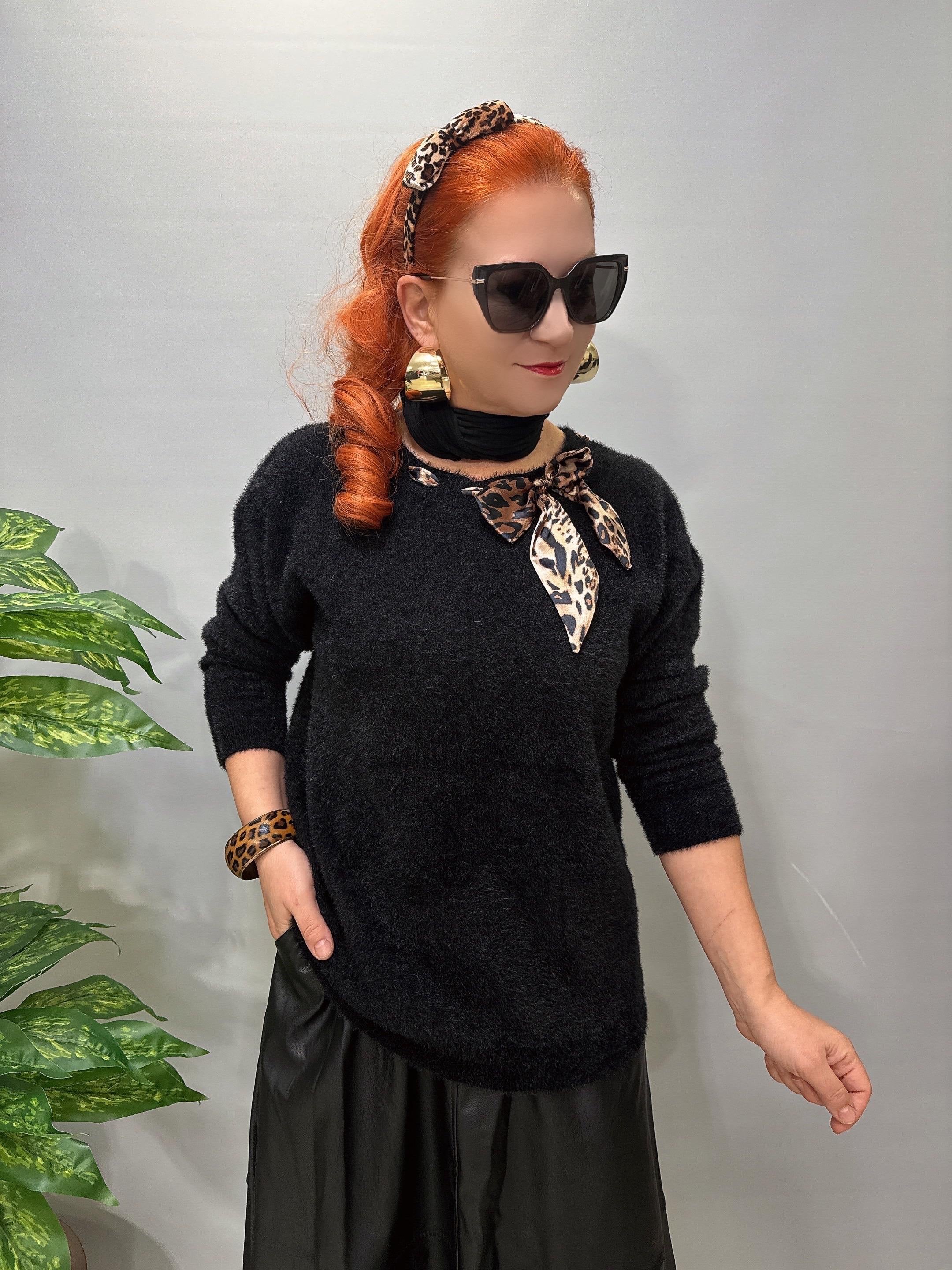 2652 Angora Triko Bluz Siyah