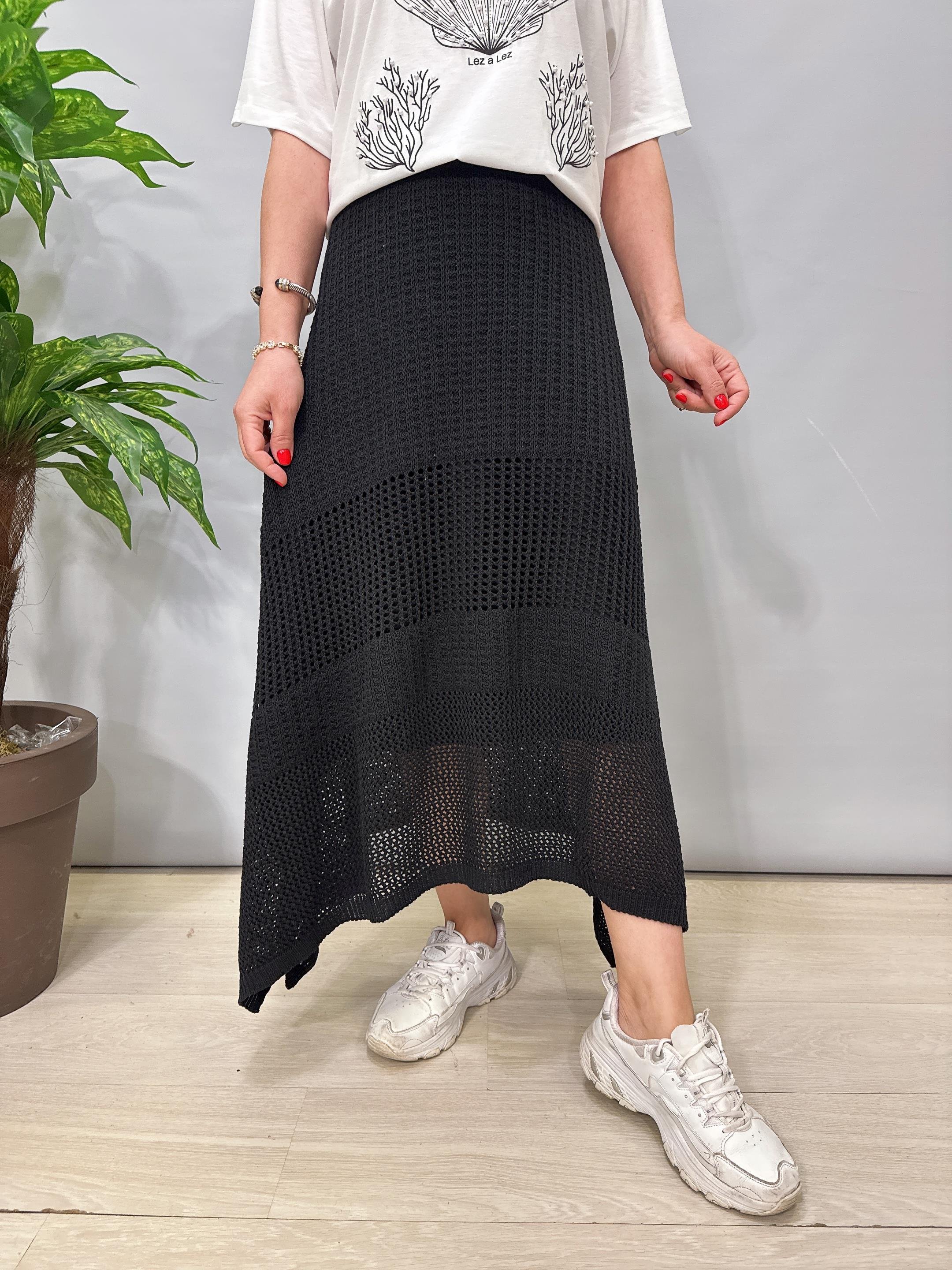 2663 Pamuklu Örme Etek Siyah