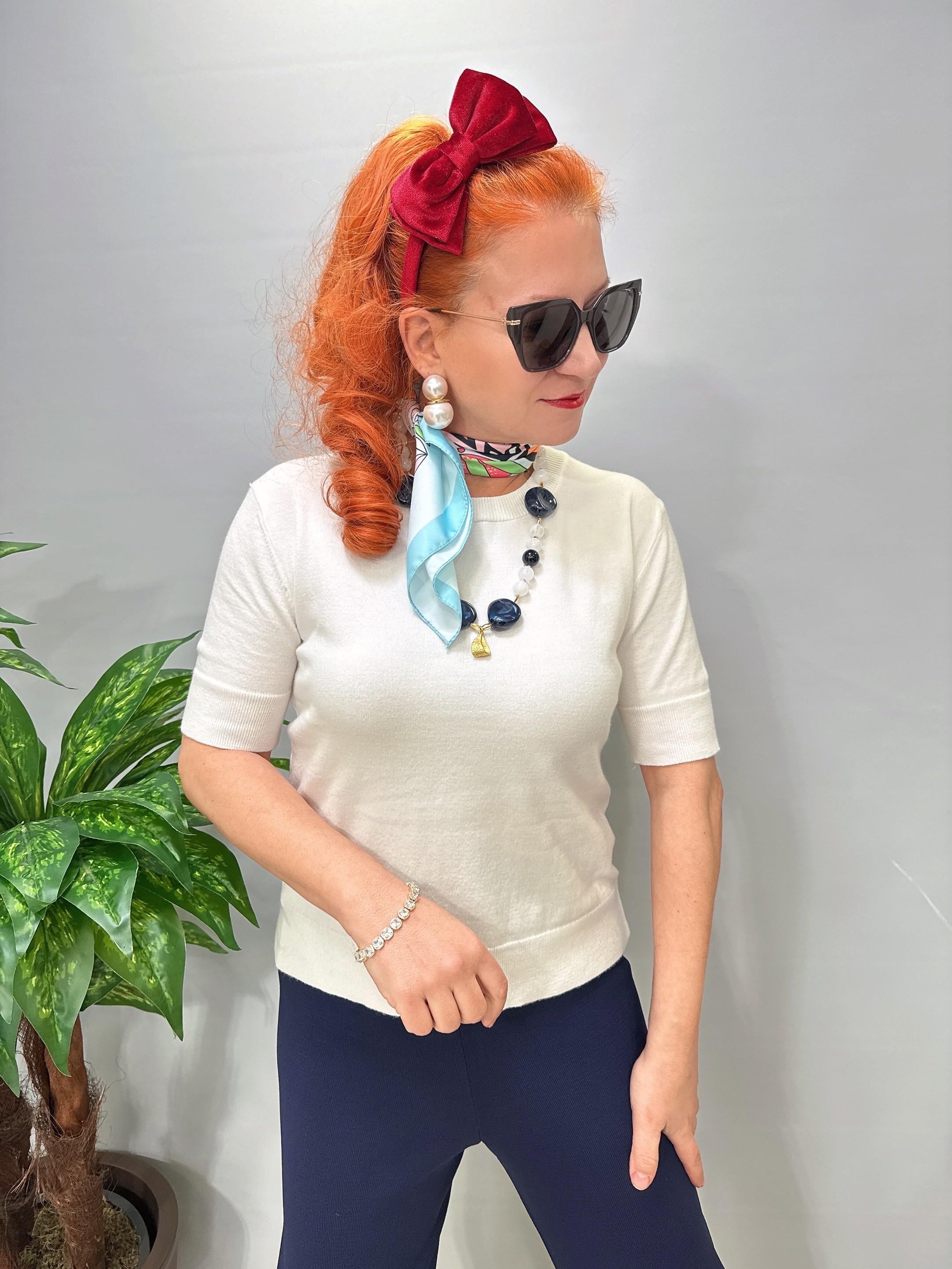 2875 Basic Triko Bluz Beyaz