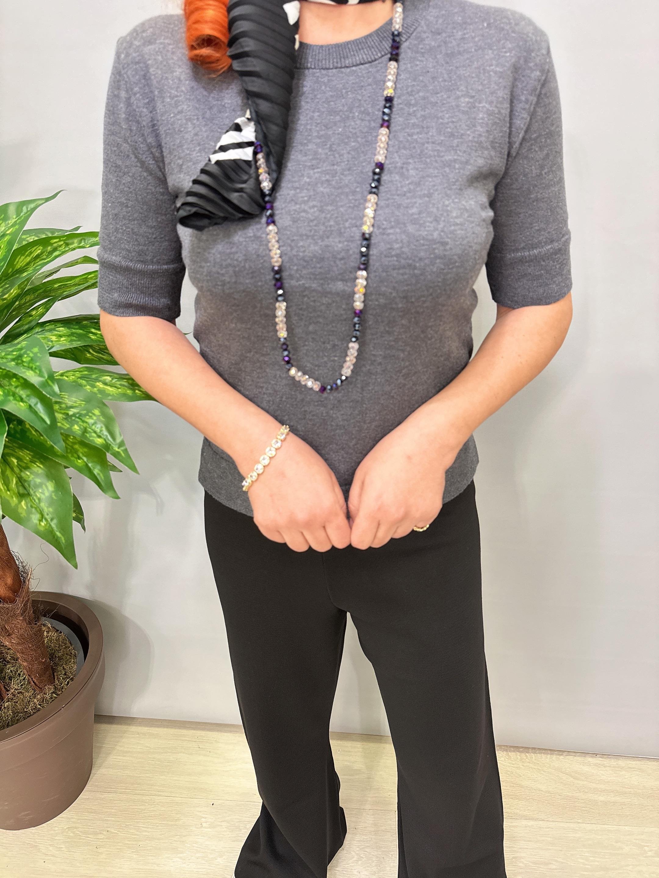 2875 Basic Triko Bluz Gri