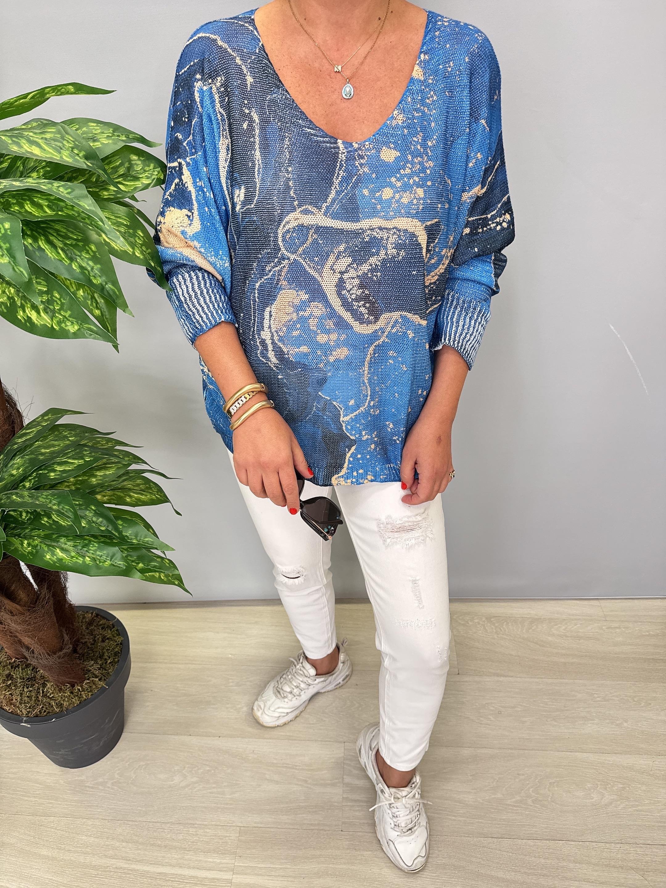 3285 Italyan V Yaka  Merserize Bluz