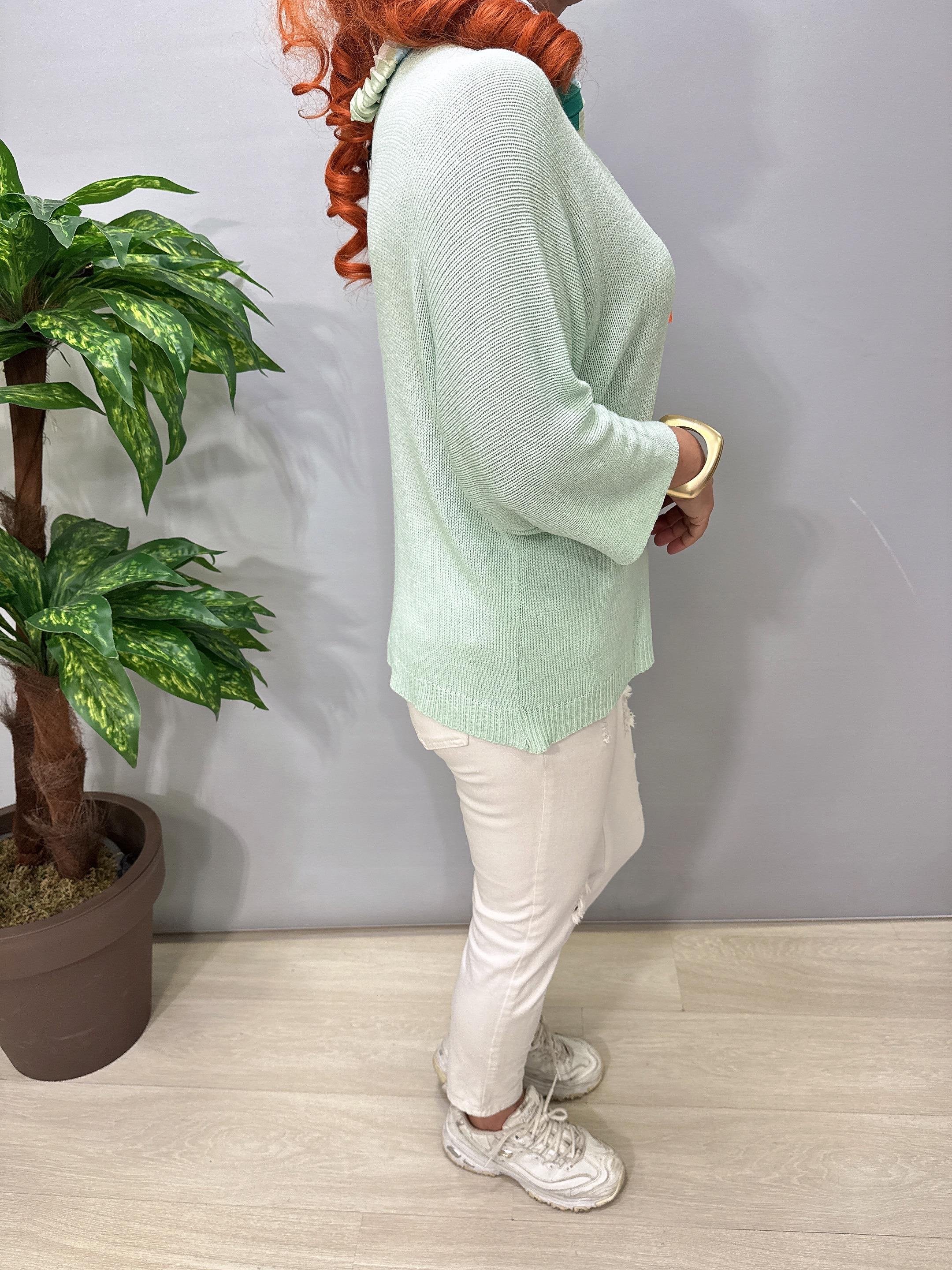 3699 Italyan Merserize Triko Bluz Mint