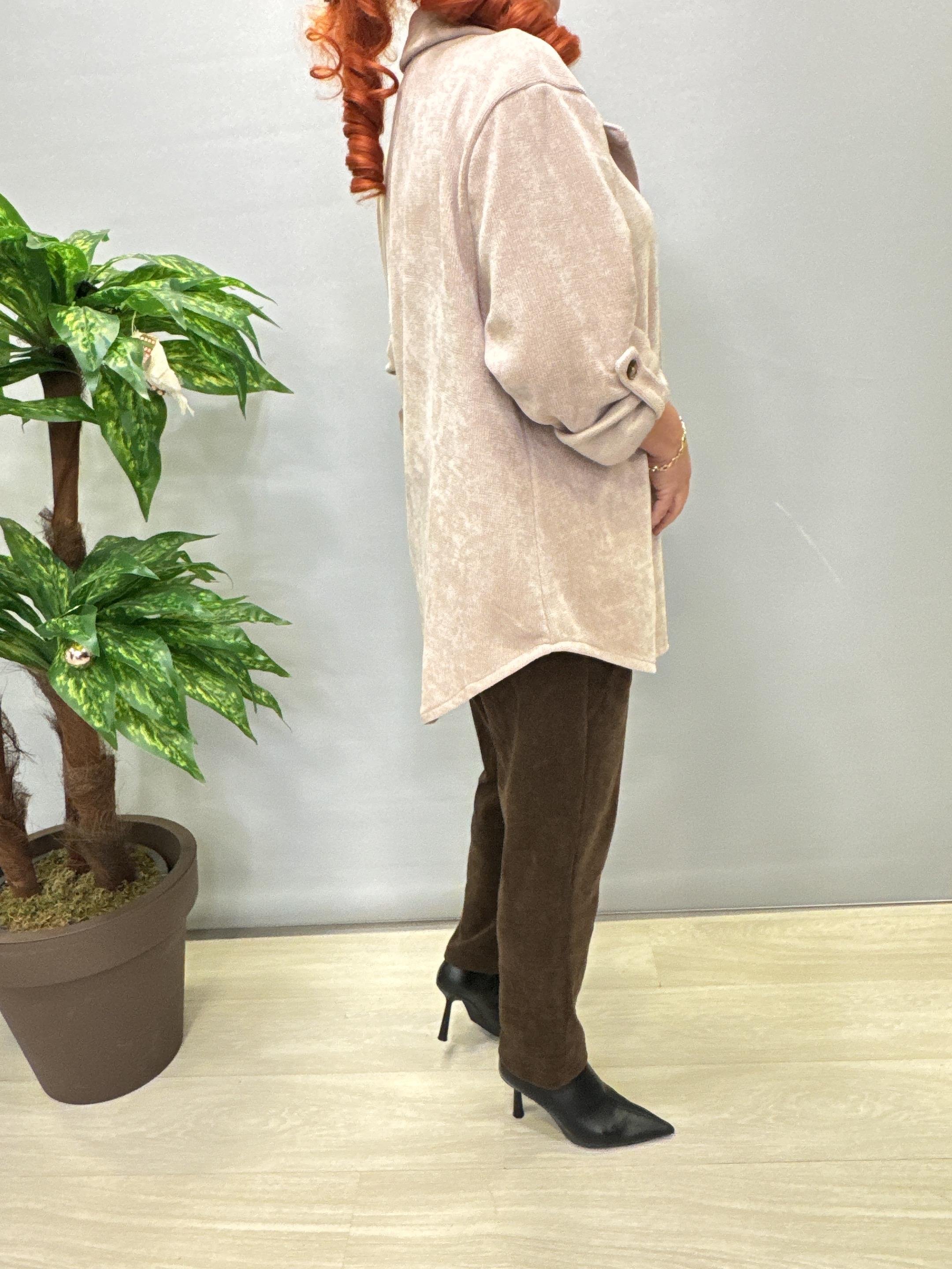 4375 Şönil Kadife Gömlek/ Ceket Taş