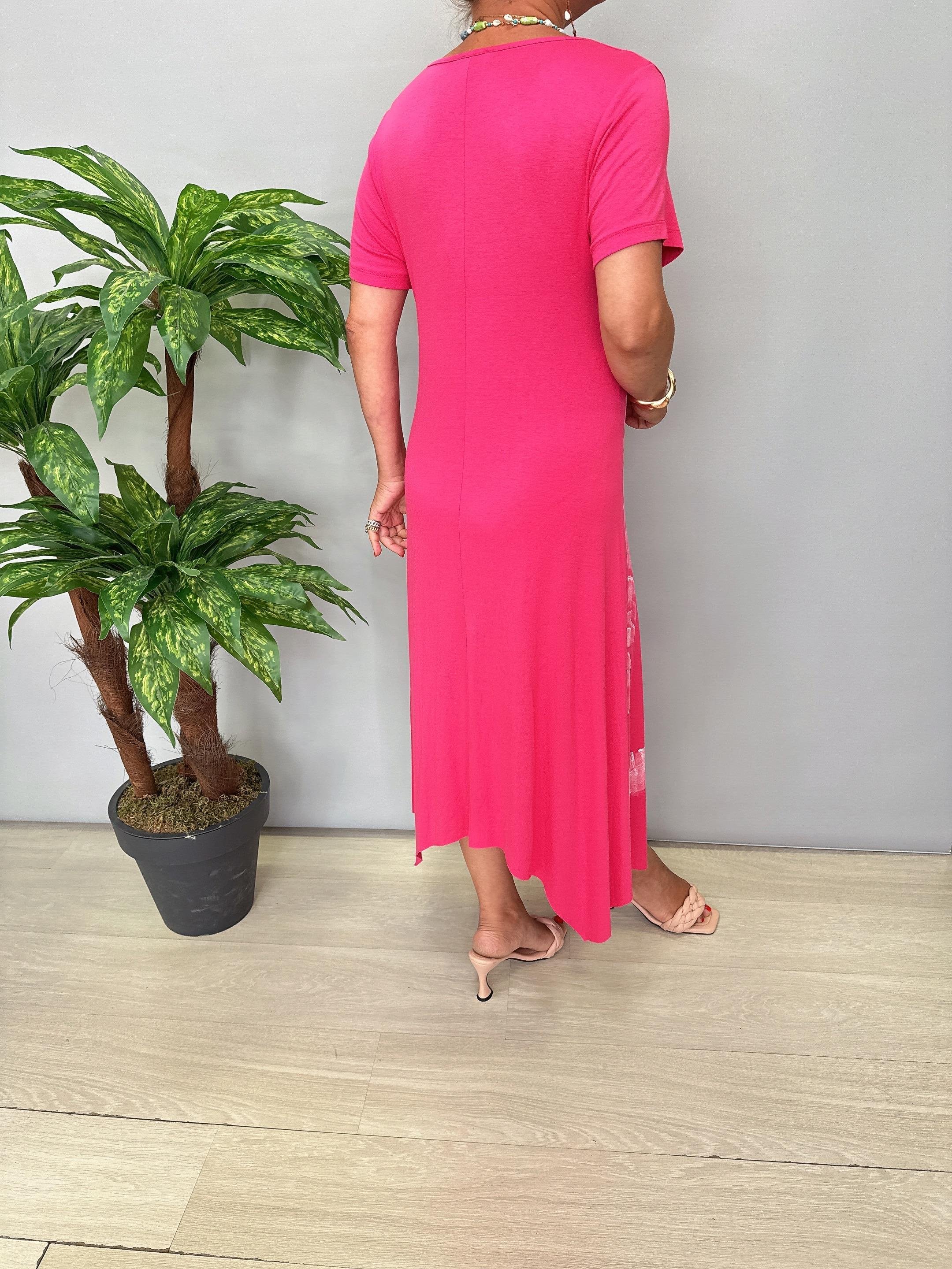 50051 Likralı Viskon Penye Elbise Pembe