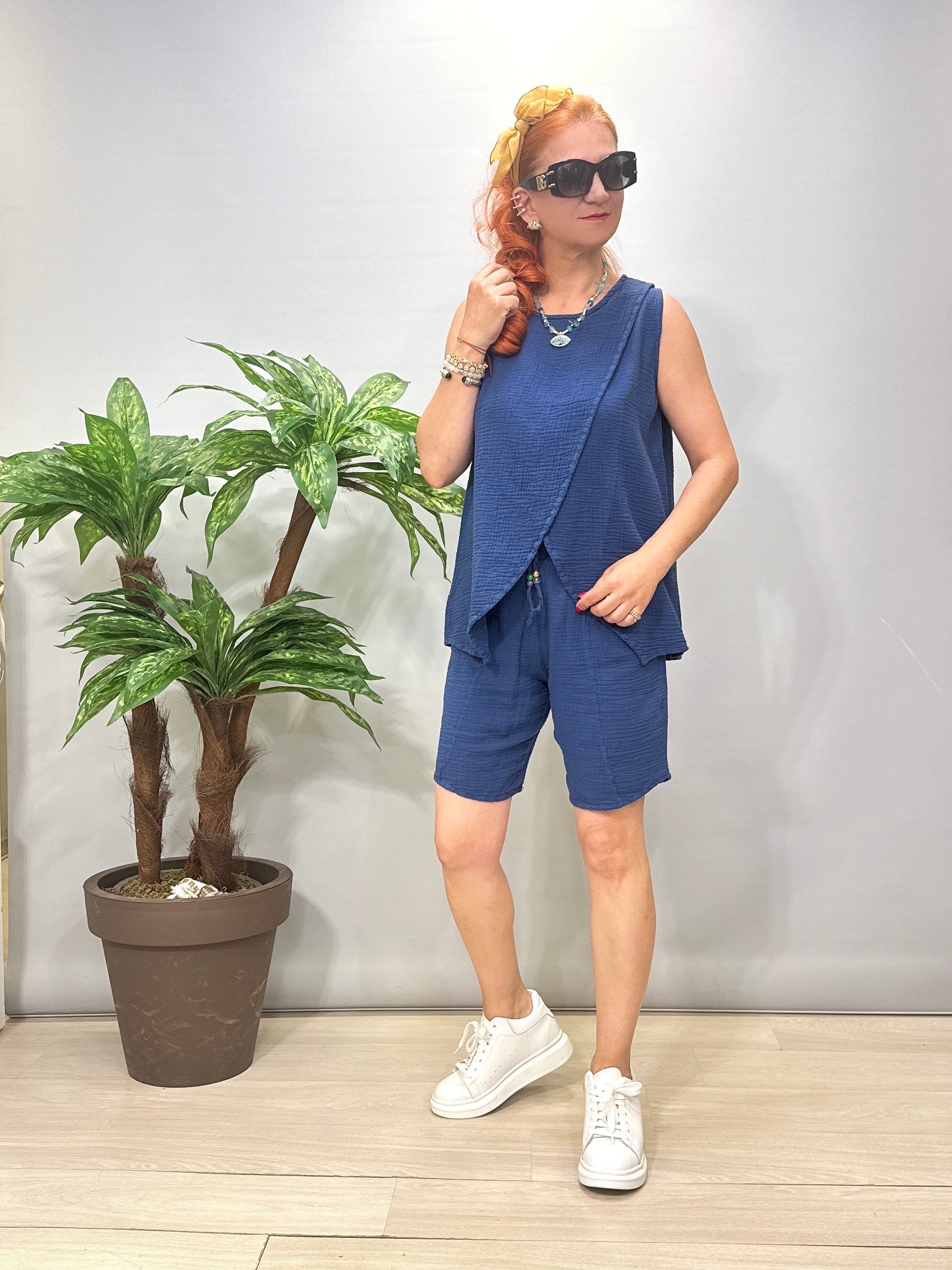 5023 Pamuklu Bluz Mavi