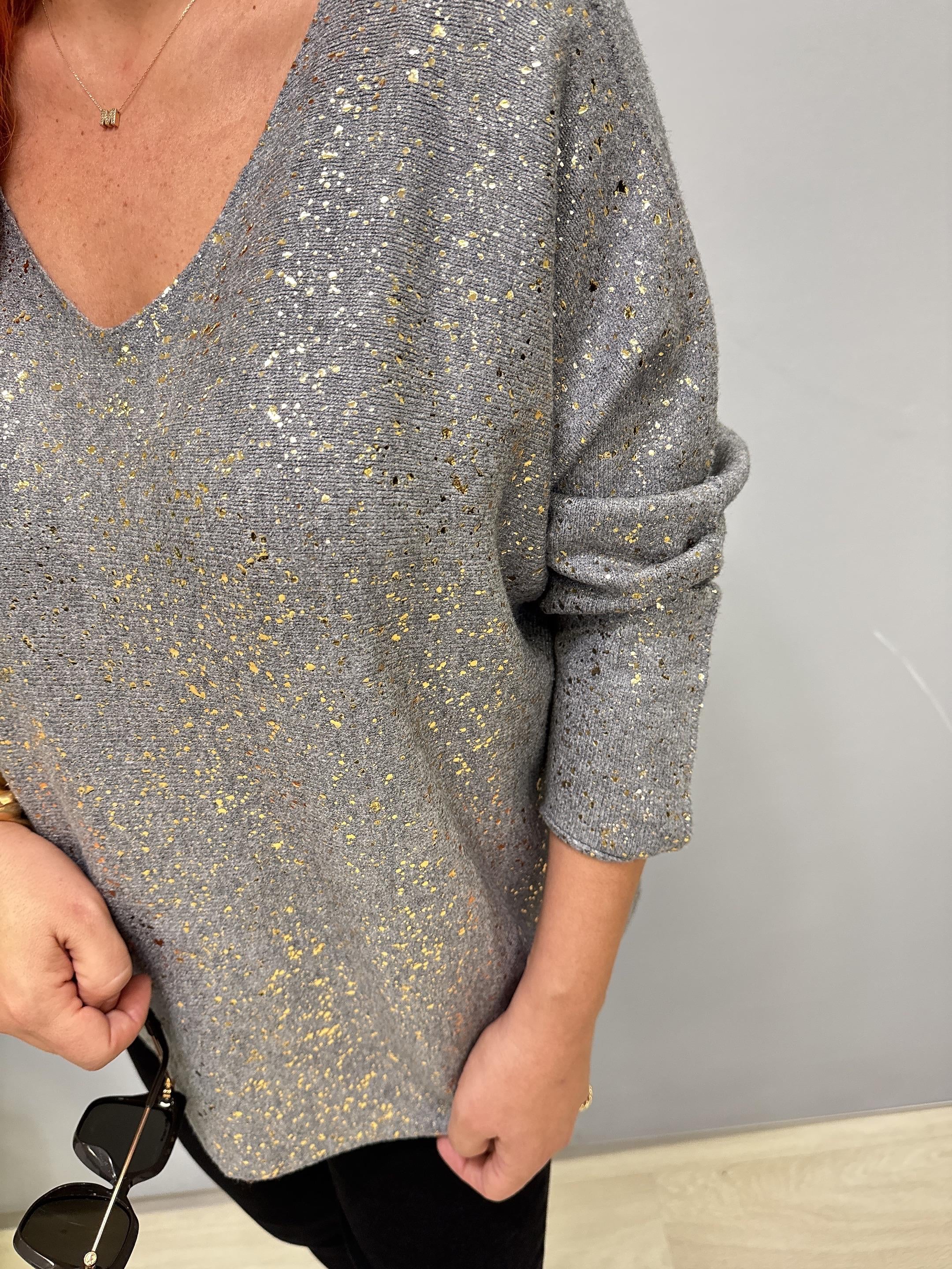 6370 Angora Triko Bluz Gri