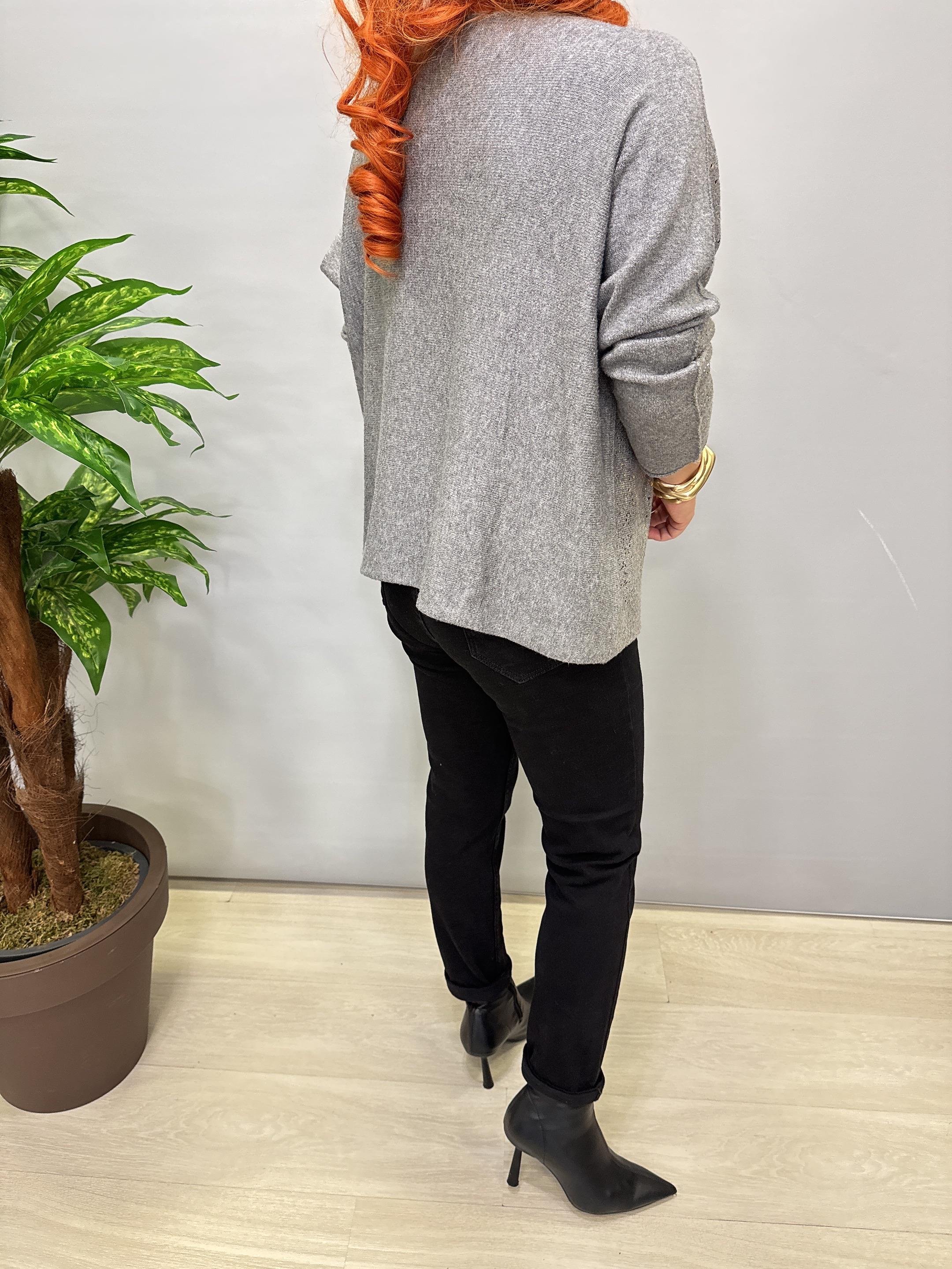 6370 Angora Triko Bluz Gri