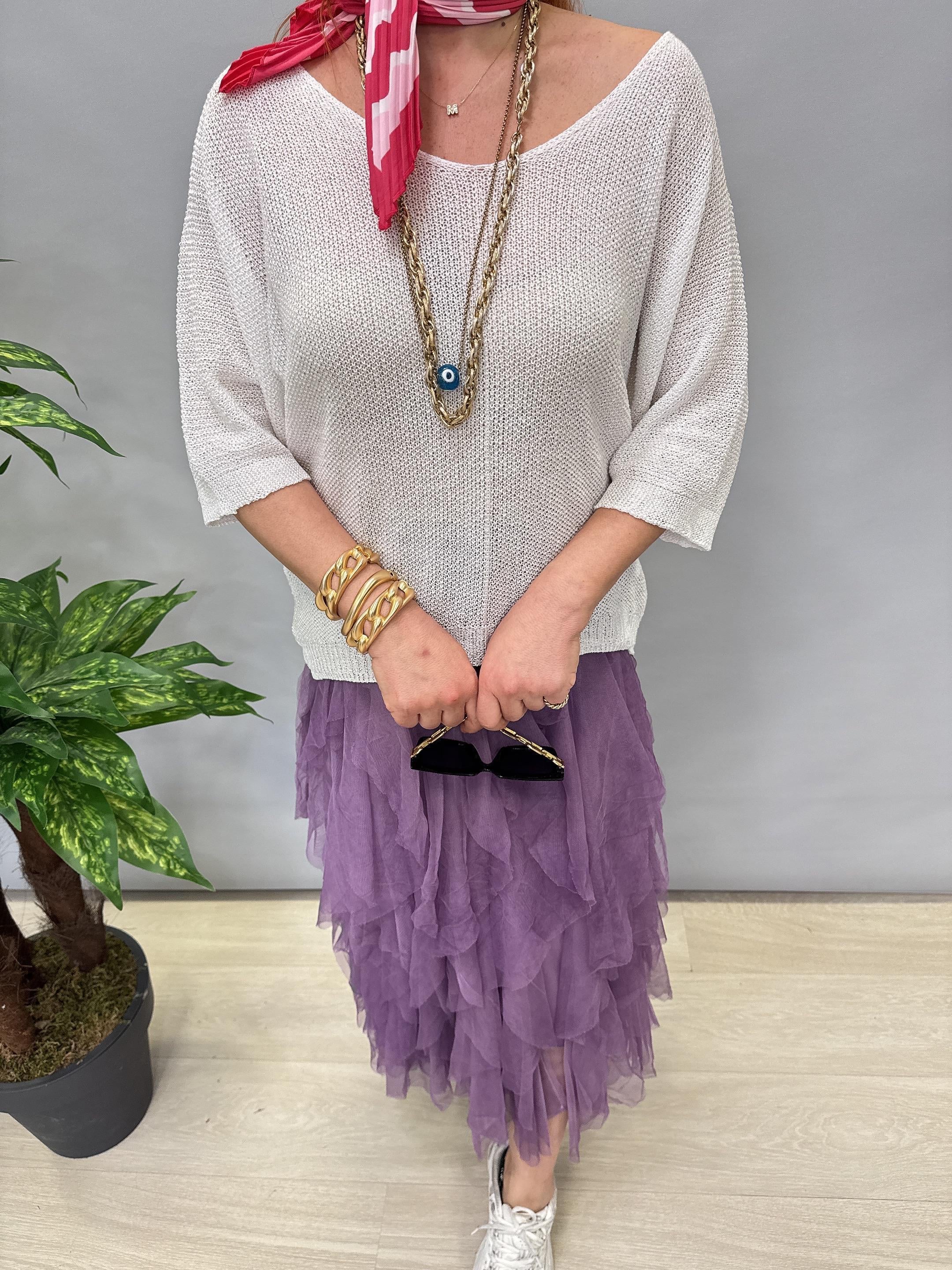 7090 MERSERİZE BLUZ BEYAZ