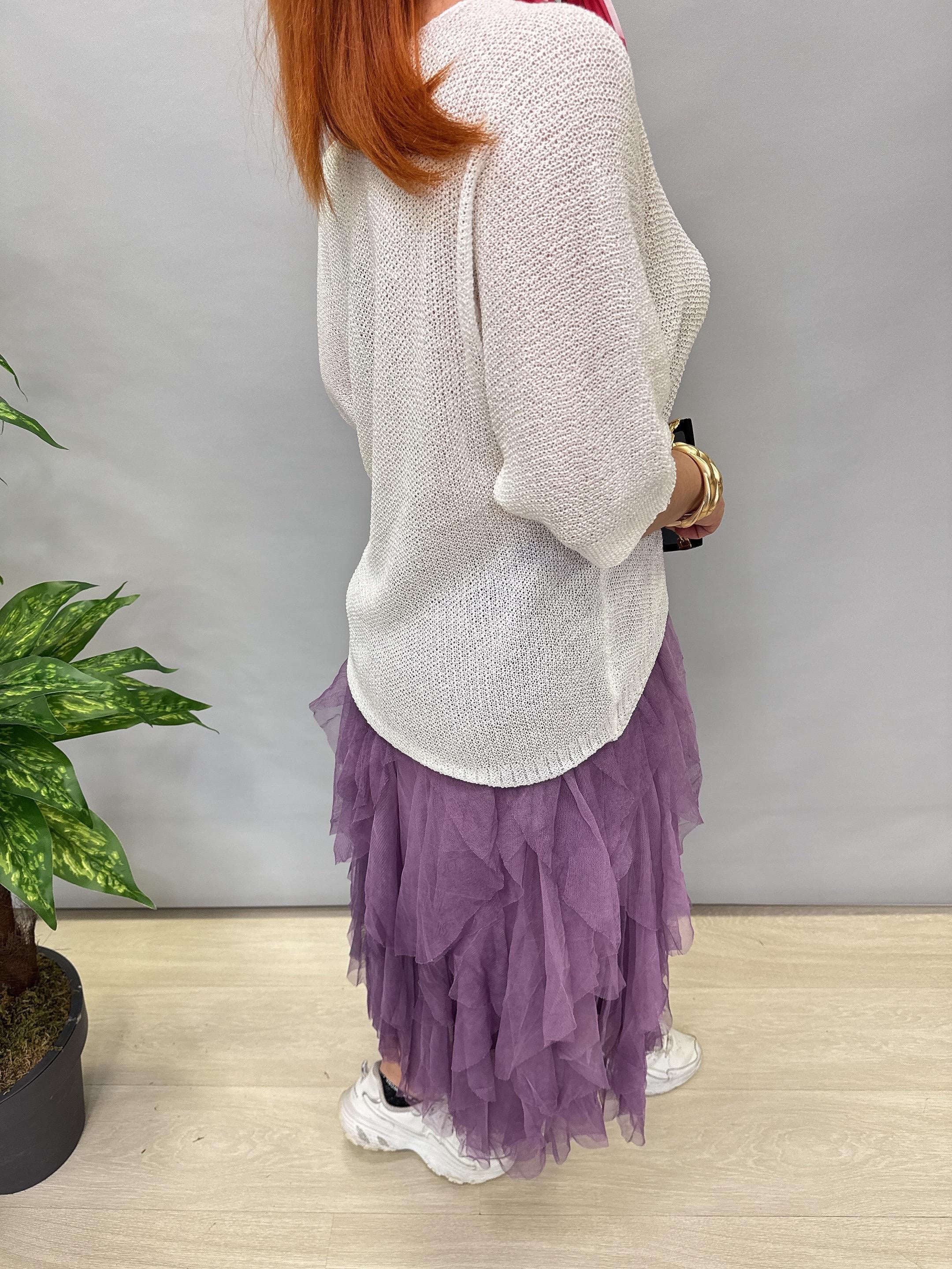 7090 MERSERİZE BLUZ BEYAZ