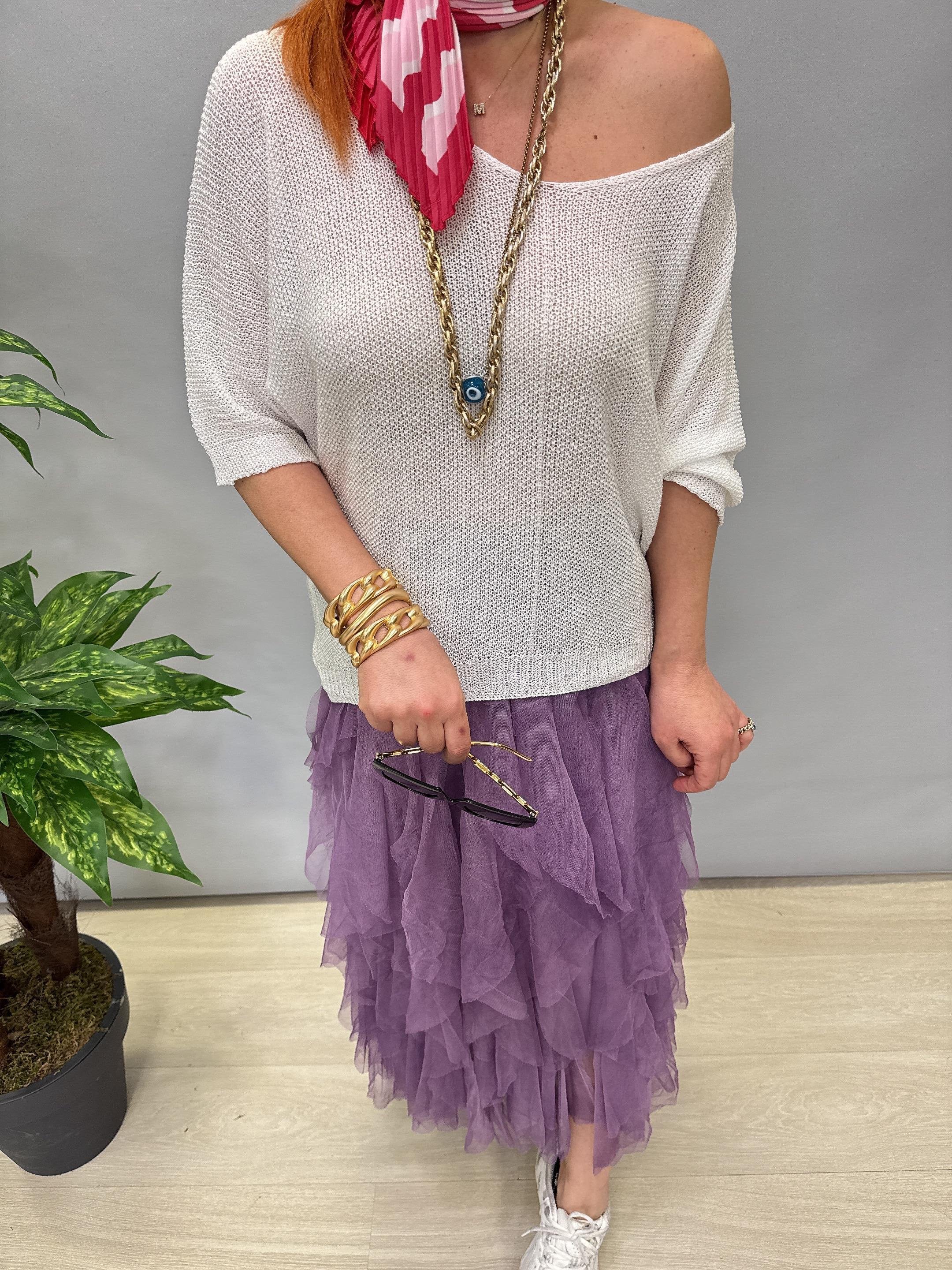 7090 MERSERİZE BLUZ BEYAZ