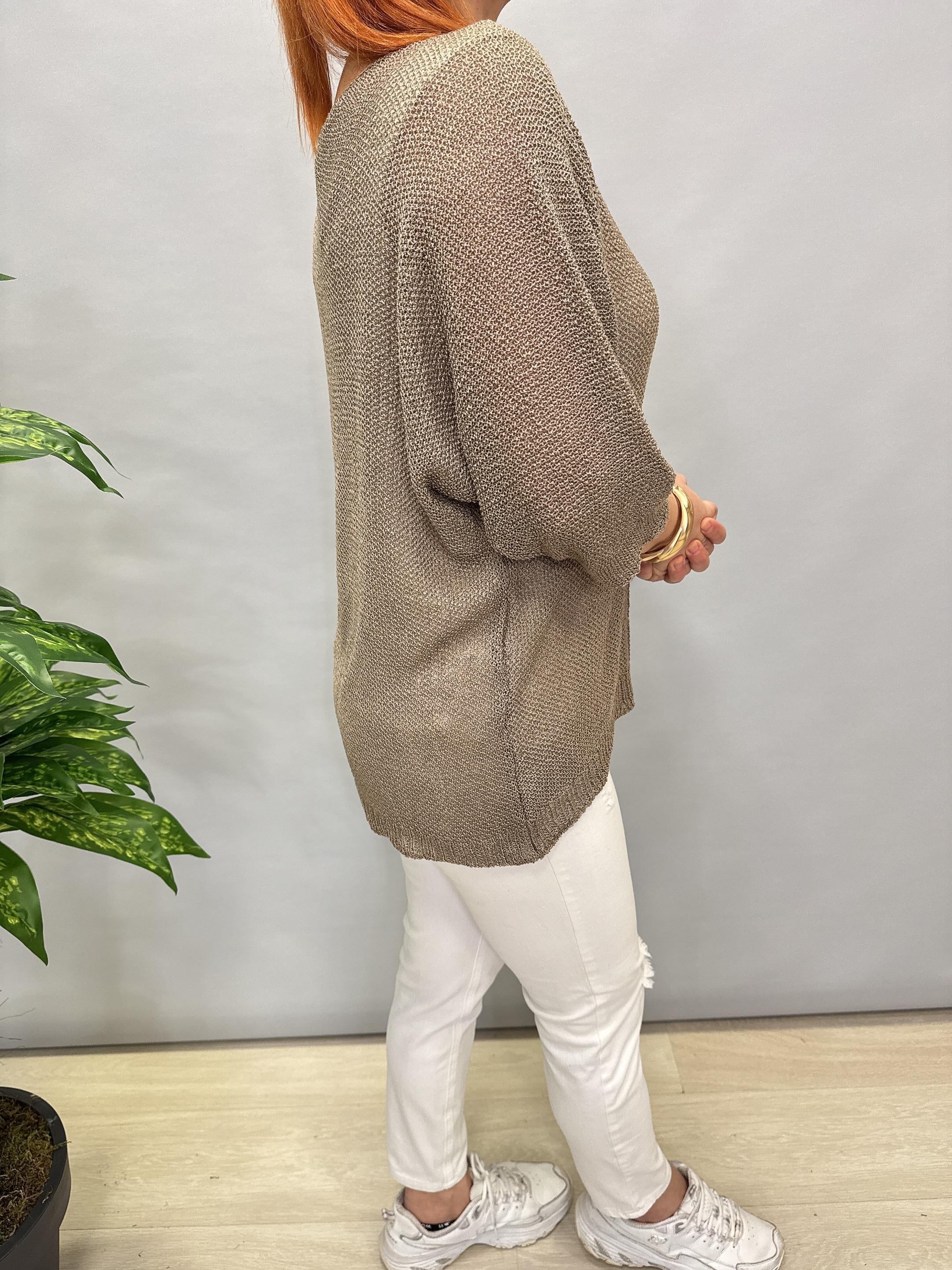 7090 MERSERİZE BLUZ VİZON