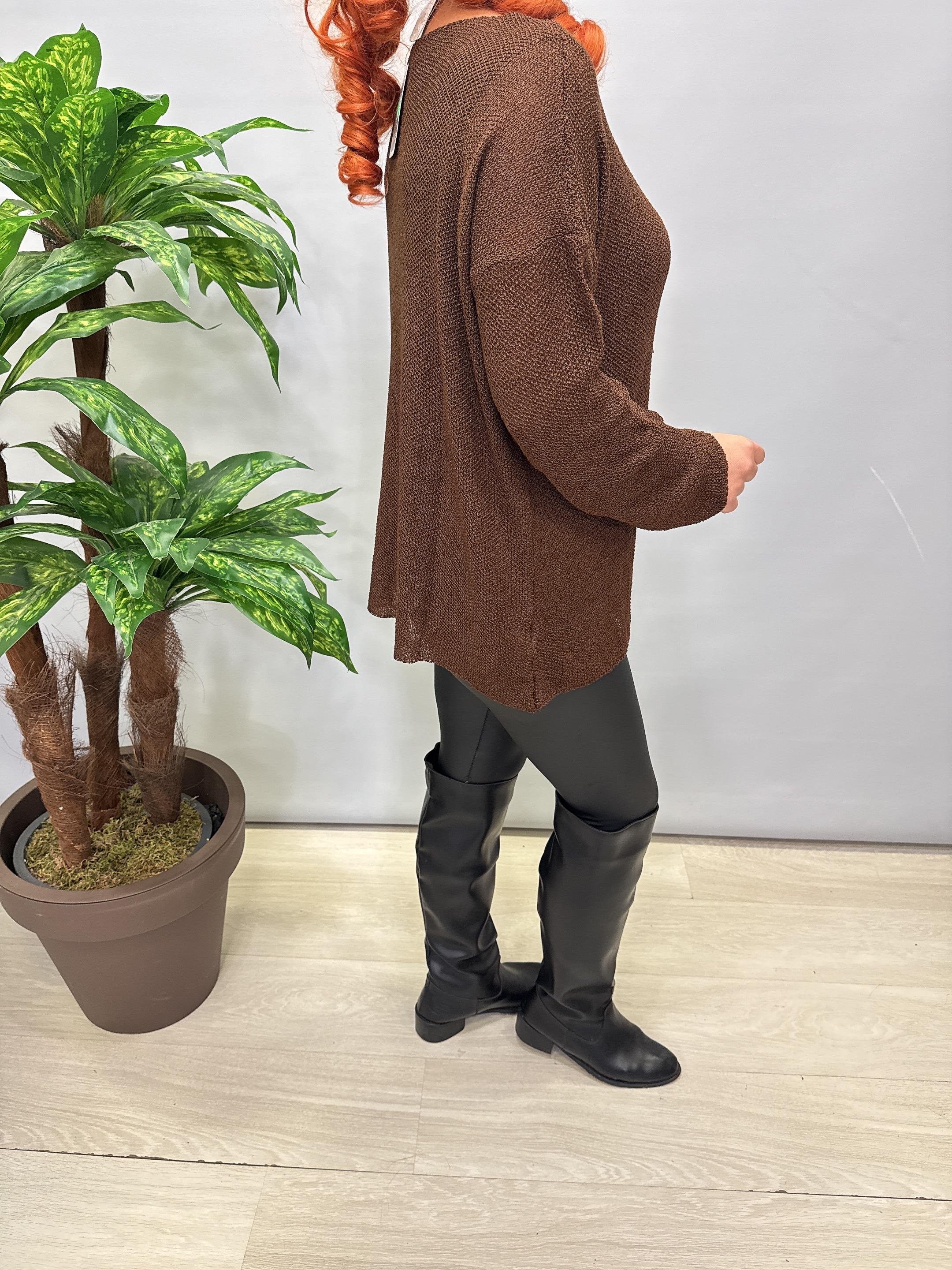 7091 Merserize Bluz (KOLYE HEDİYELİ) Kahve