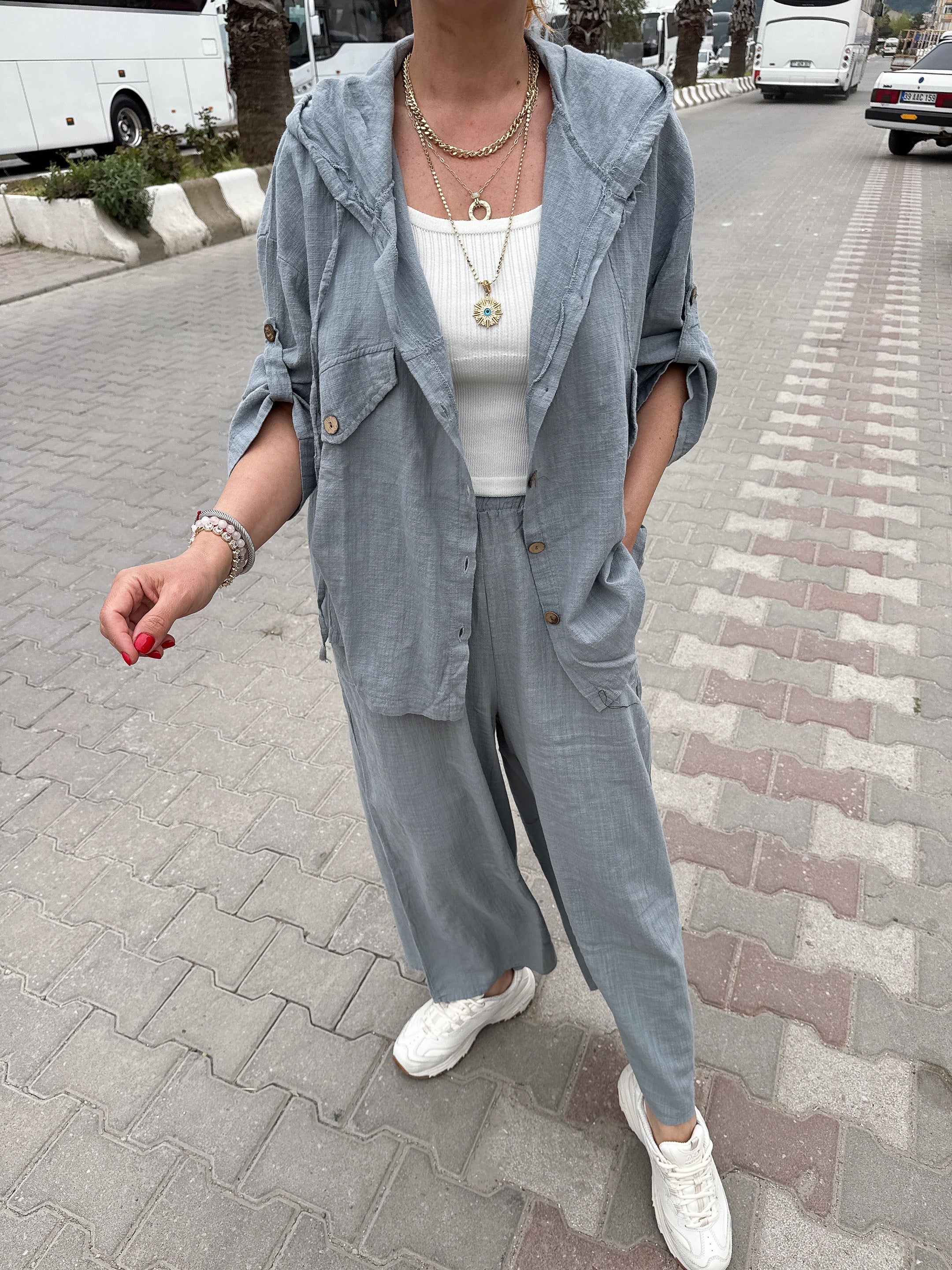 8005 Pamuklu Takım Gri