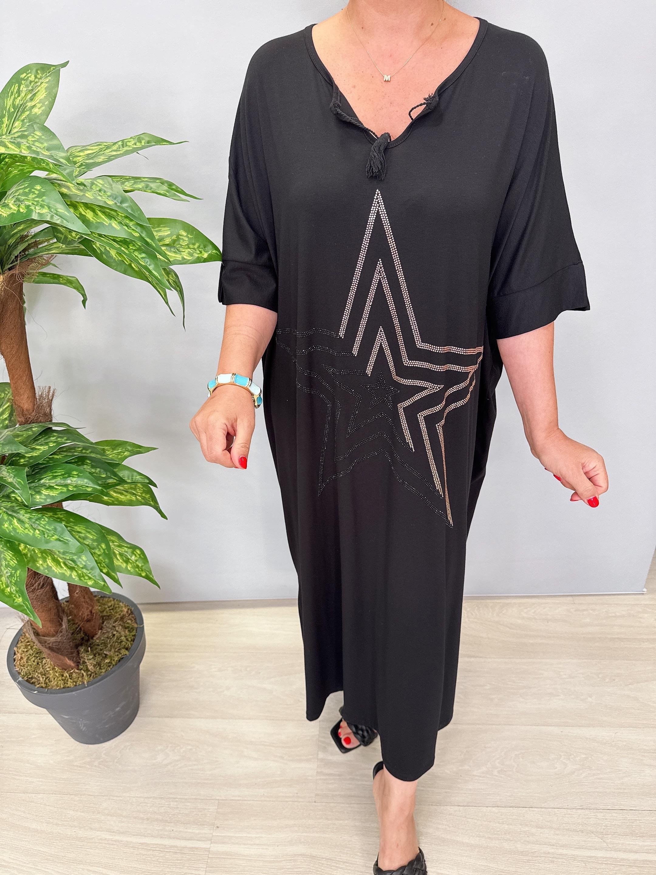 8450 Salaş Model Elbise Siyah 