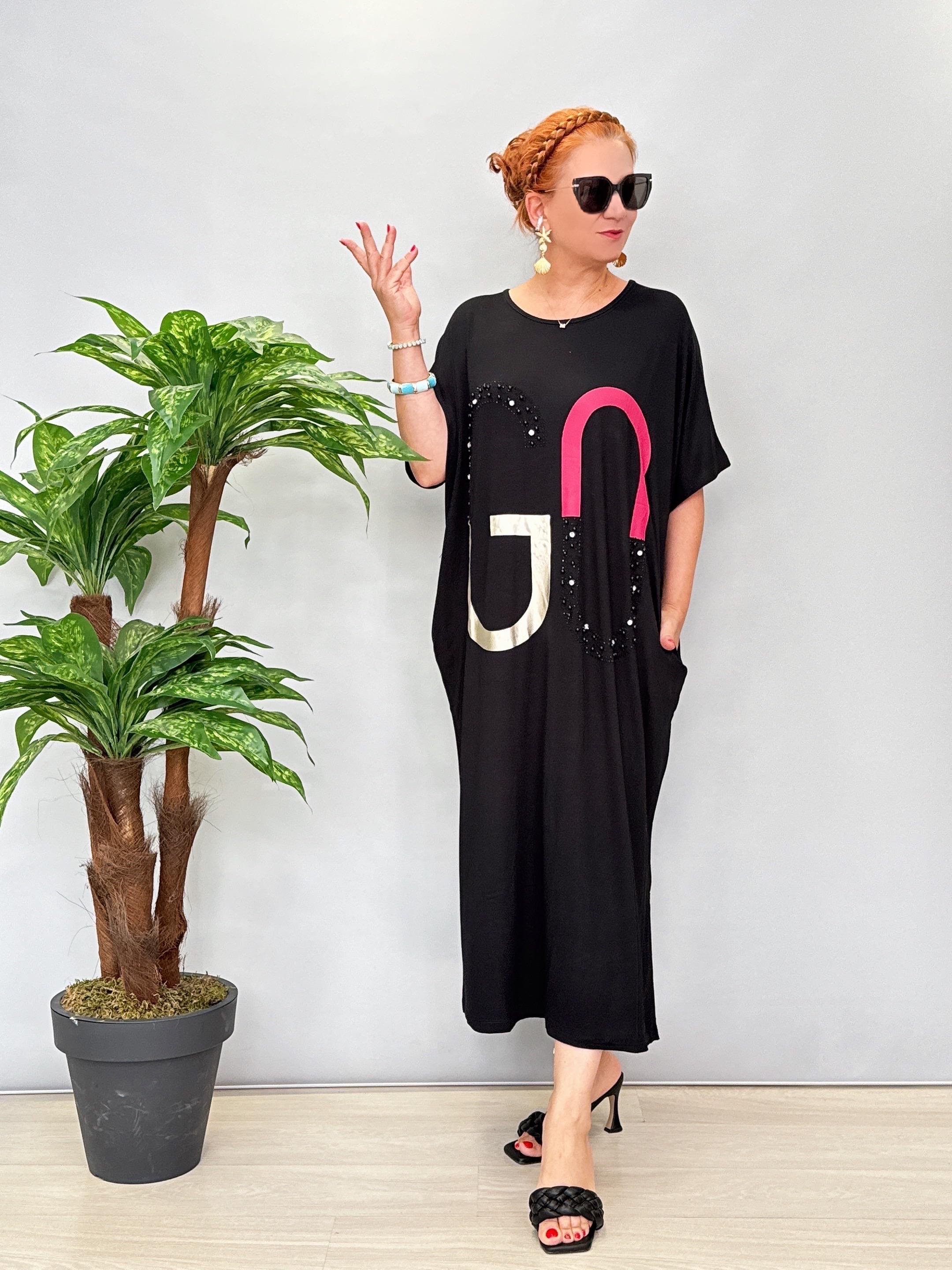 8451 Salaş Model elbise Siyah 