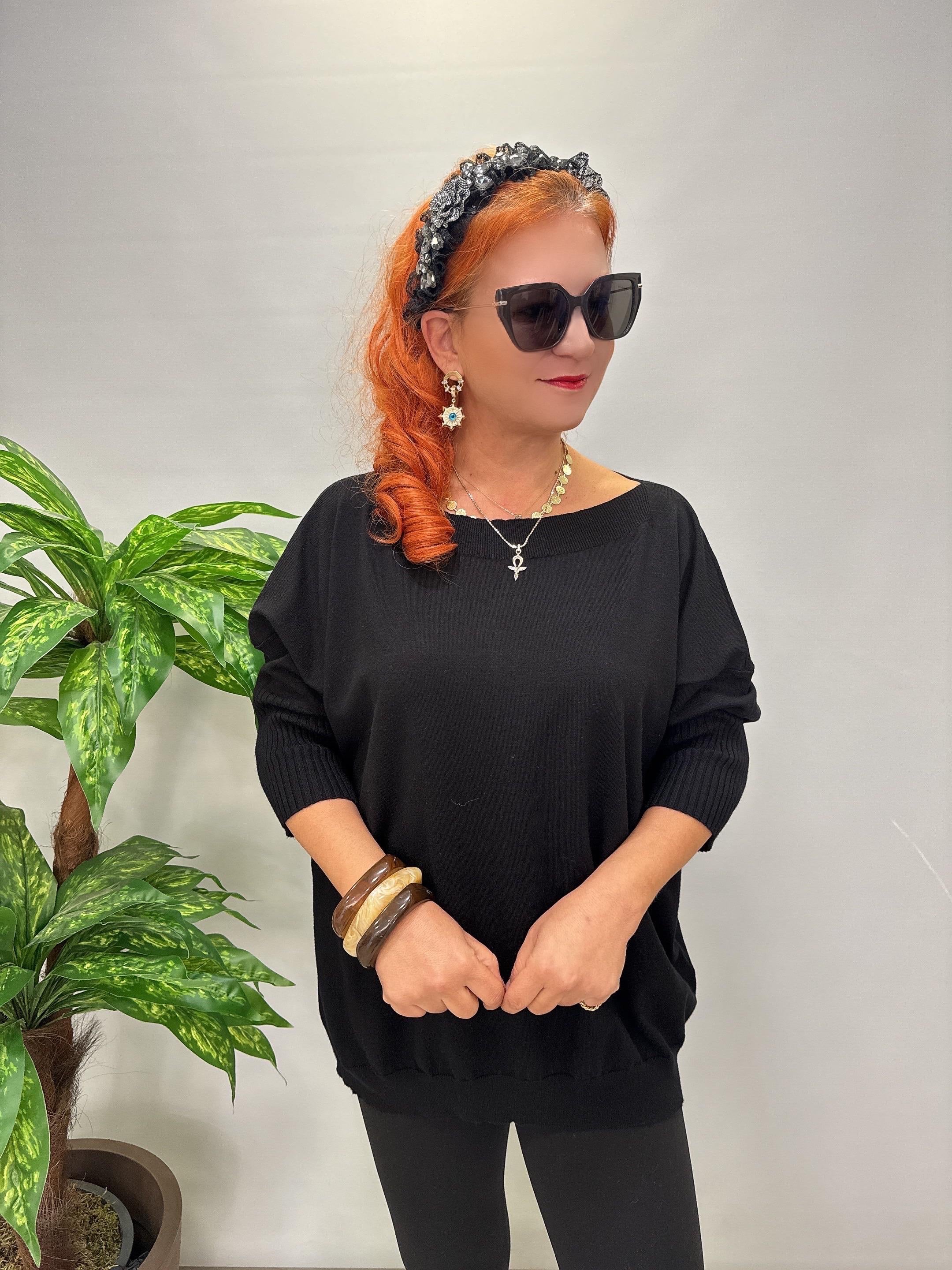 8865 Angora Triko Bluz Siyah