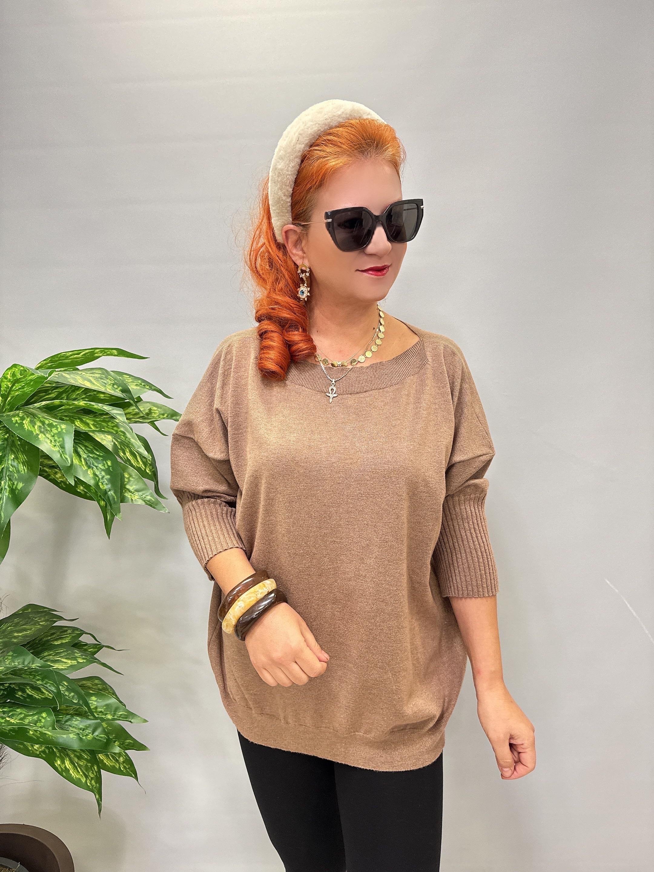 8865 Angora Triko Bluz Vizon 